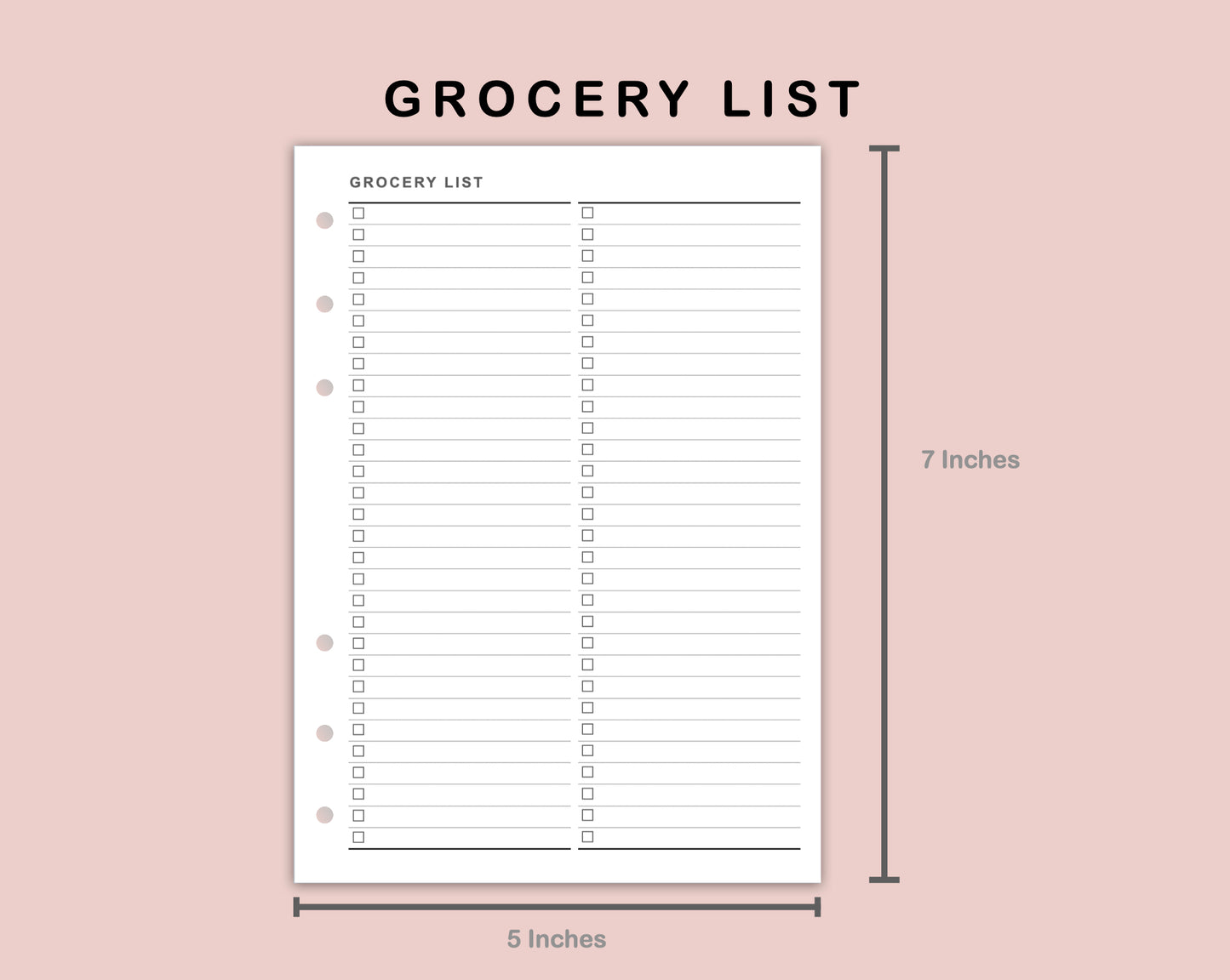 B6 Inserts - Grocery List