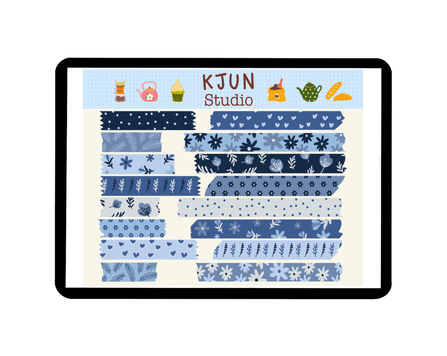 Digital Washi Tape - Nature blue floral