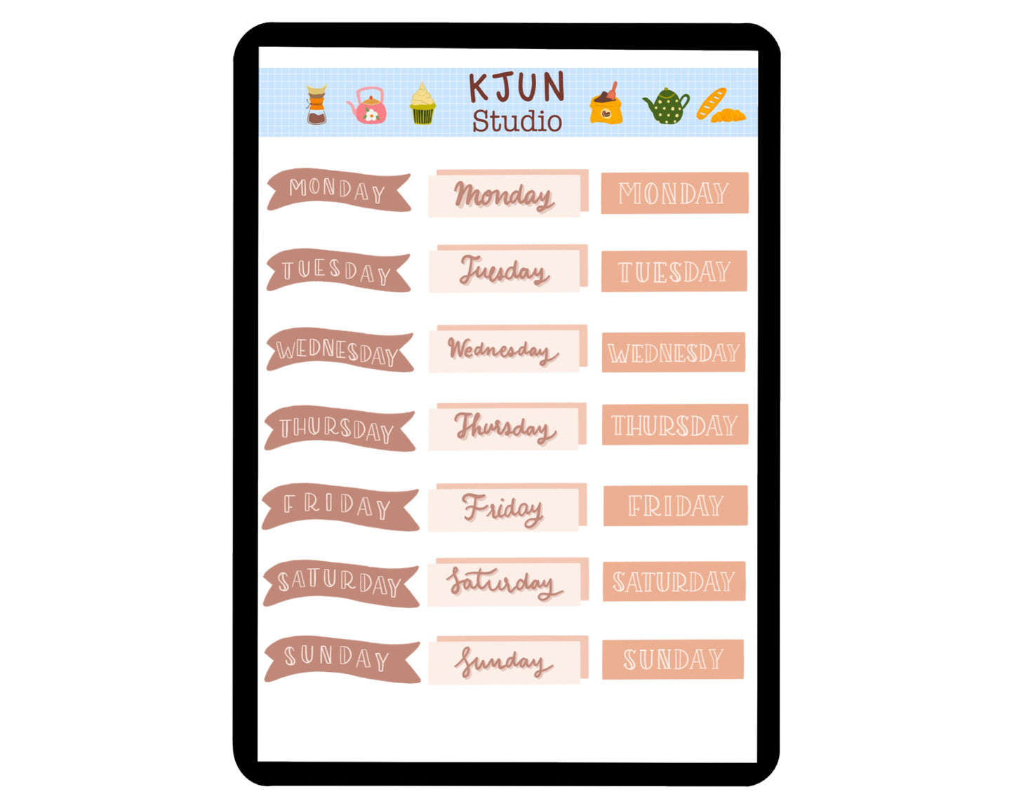 Digital Sticker - Days of the week in Neutral theme