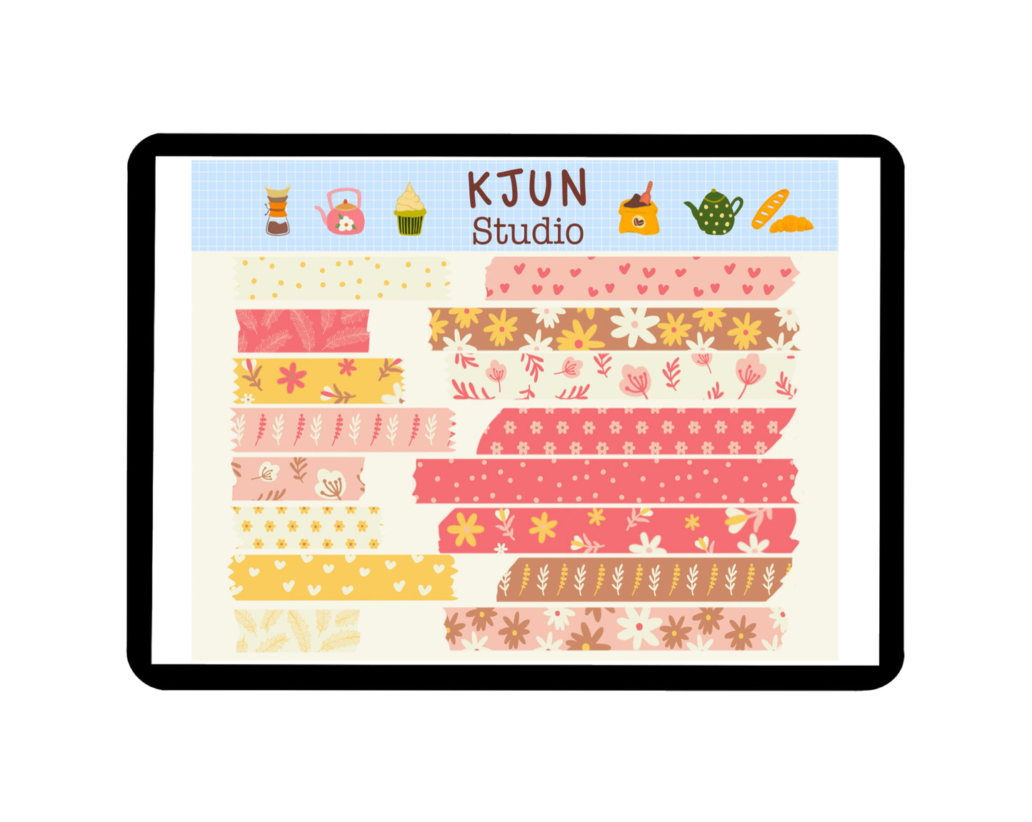 Digital Washi Tape - Yellow Pink Floral