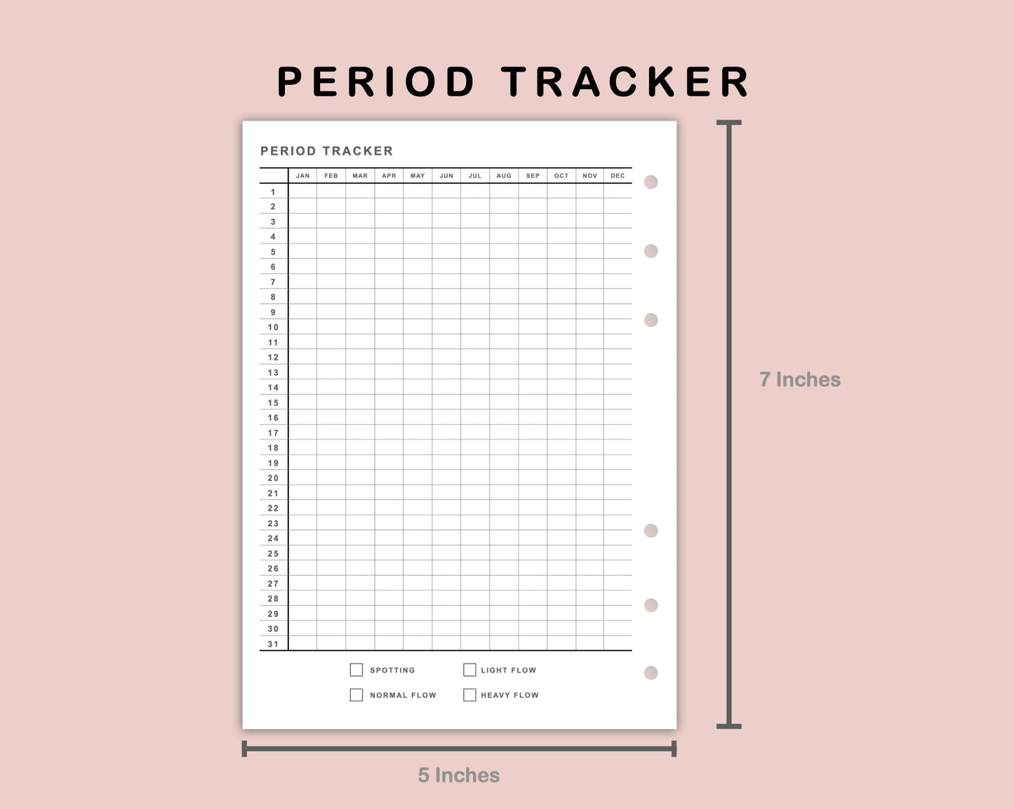 B6 Inserts - Period Tracker