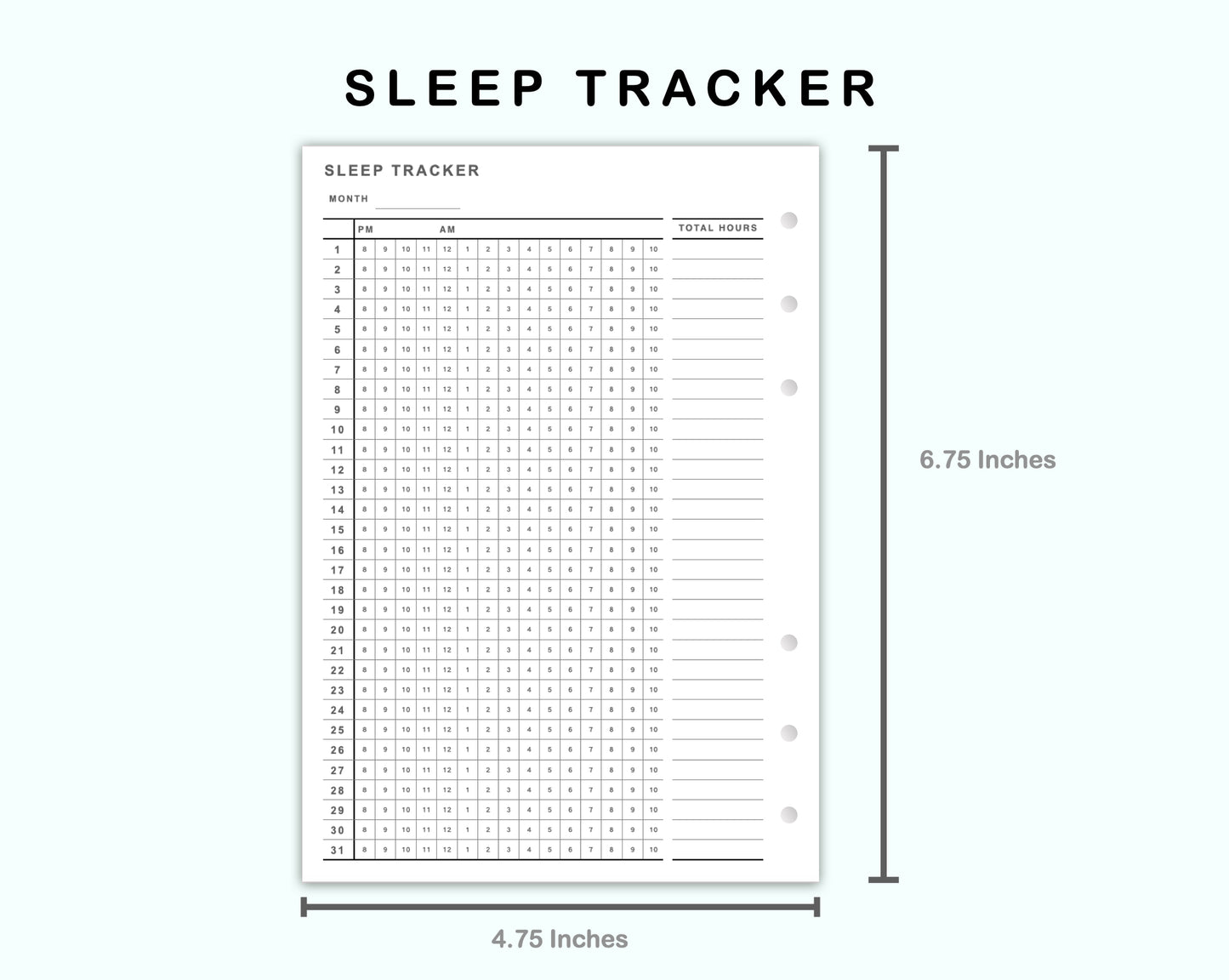 Personal Wide Inserts - Sleep Tracker