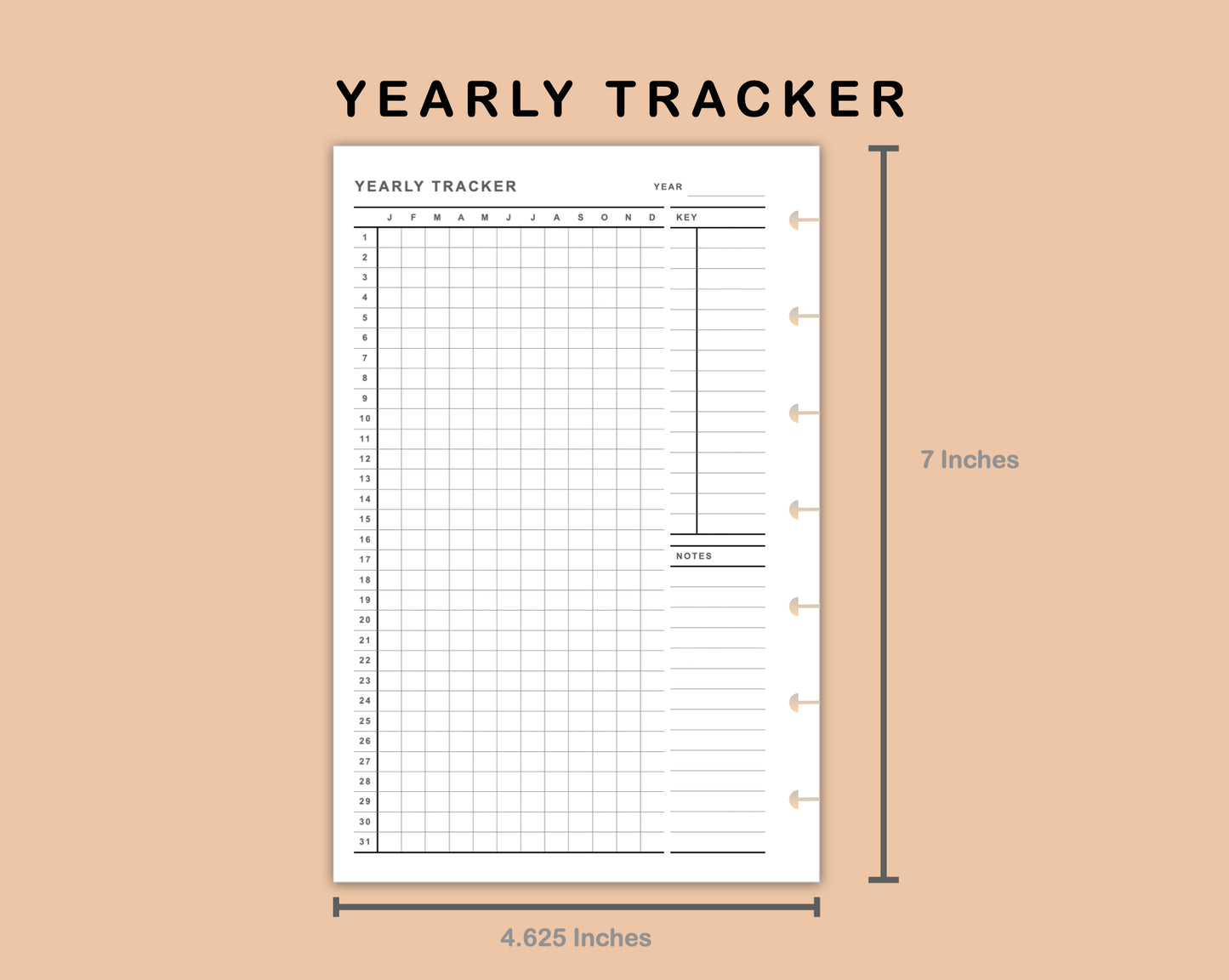 Mini Happy Planner Inserts - Yearly Tracker