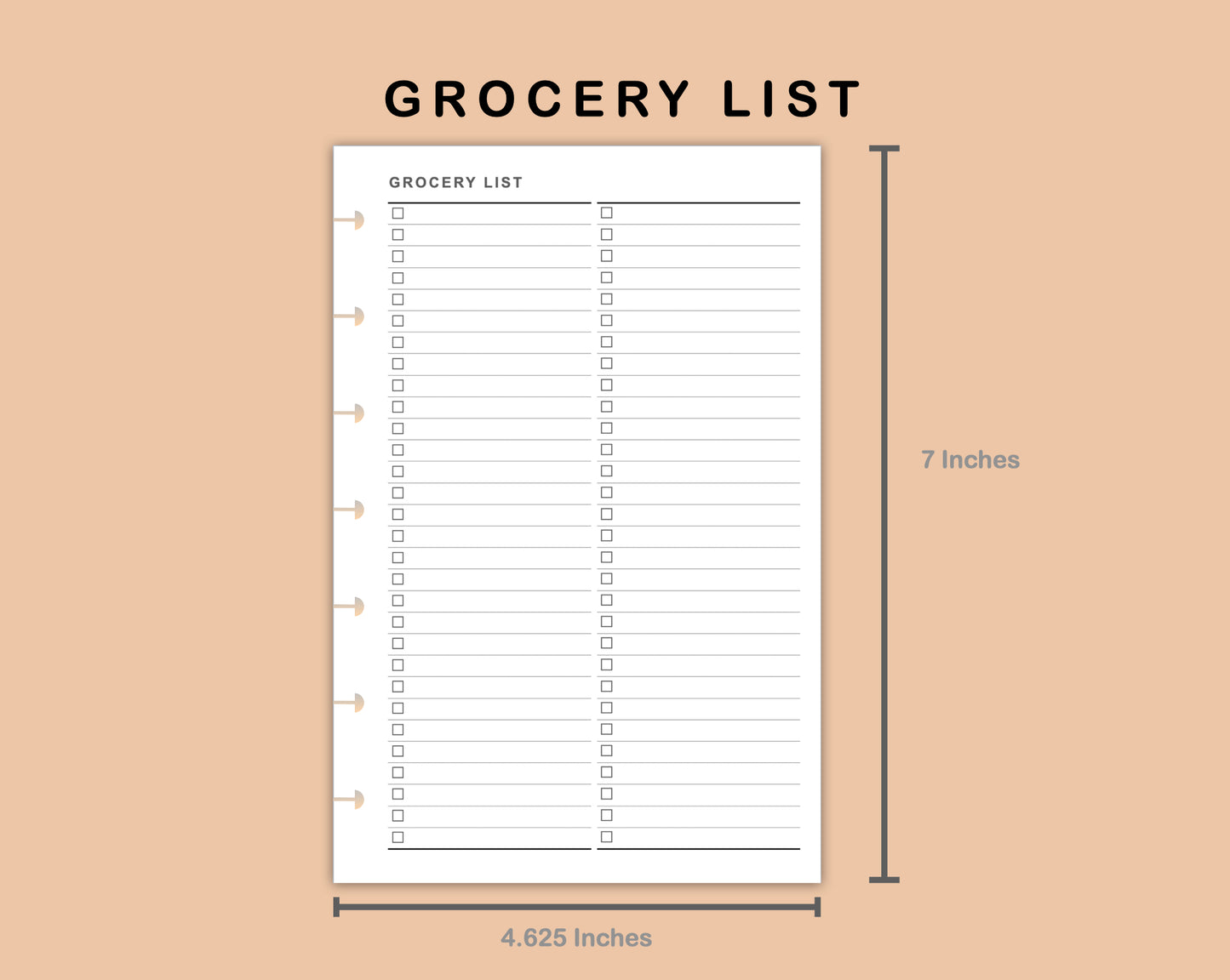 Mini Happy Planner Inserts - Grocery List