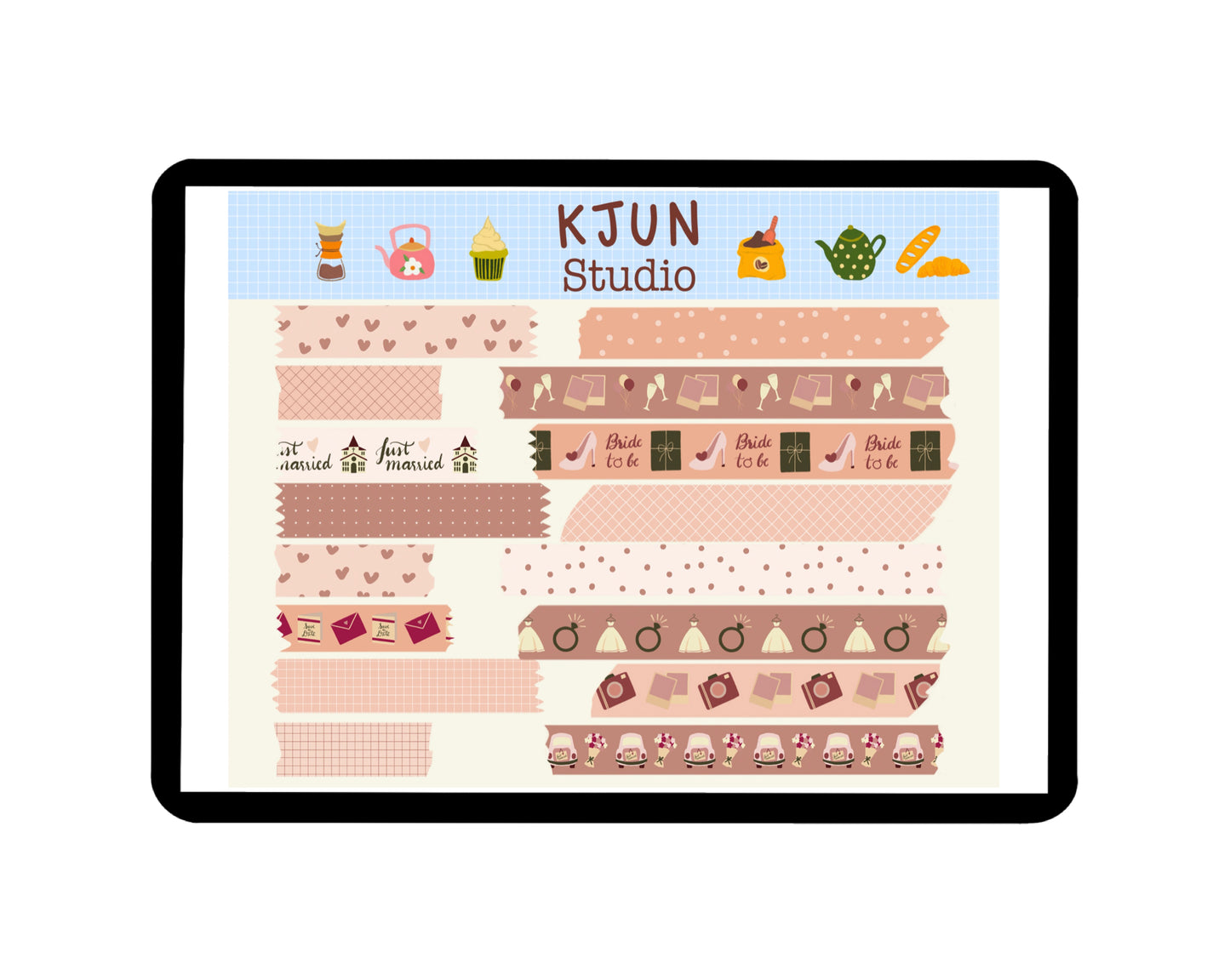 Digital Washi Tape - Neutral Wedding
