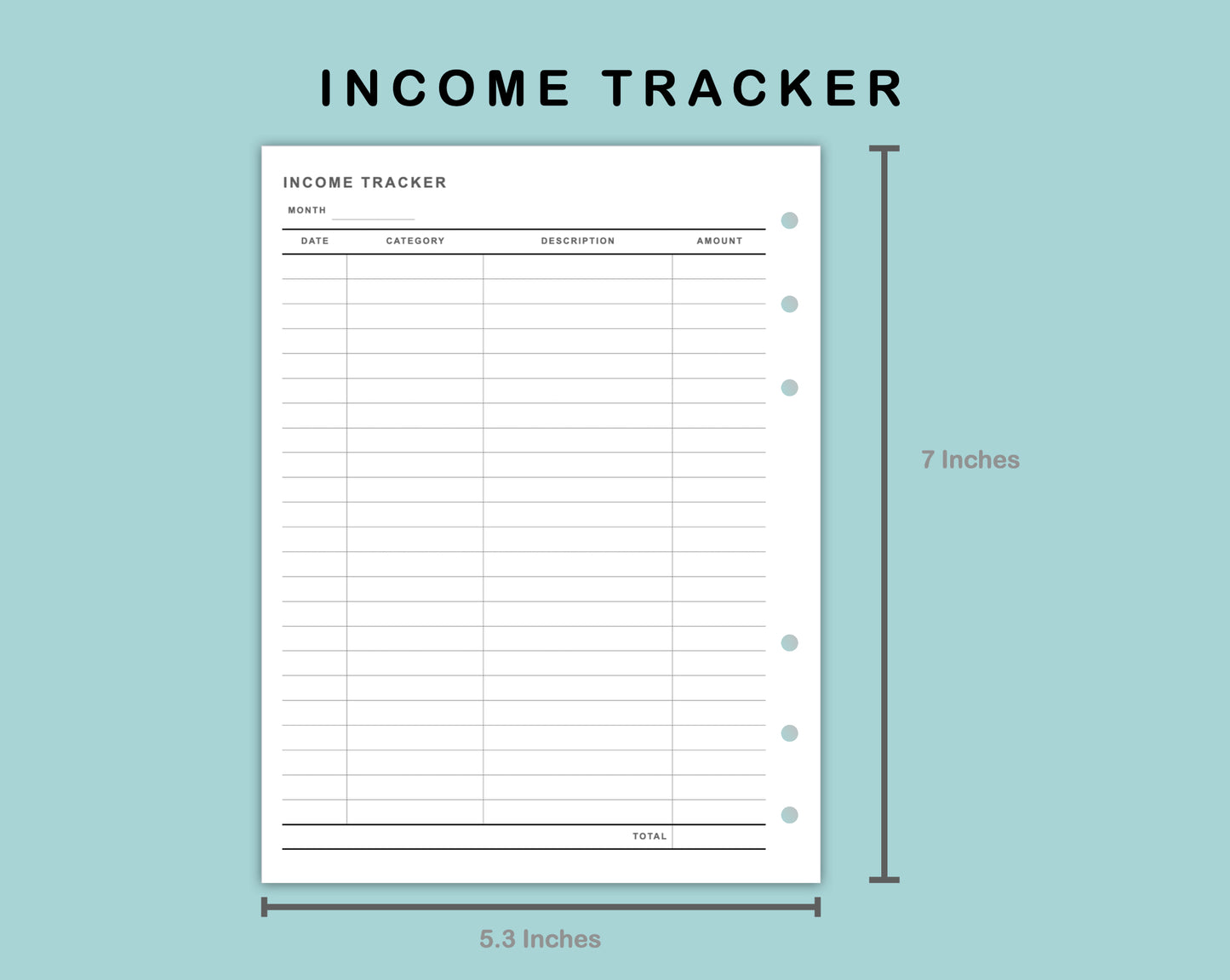 B6 Wide Inserts - Income and Expense Tracker