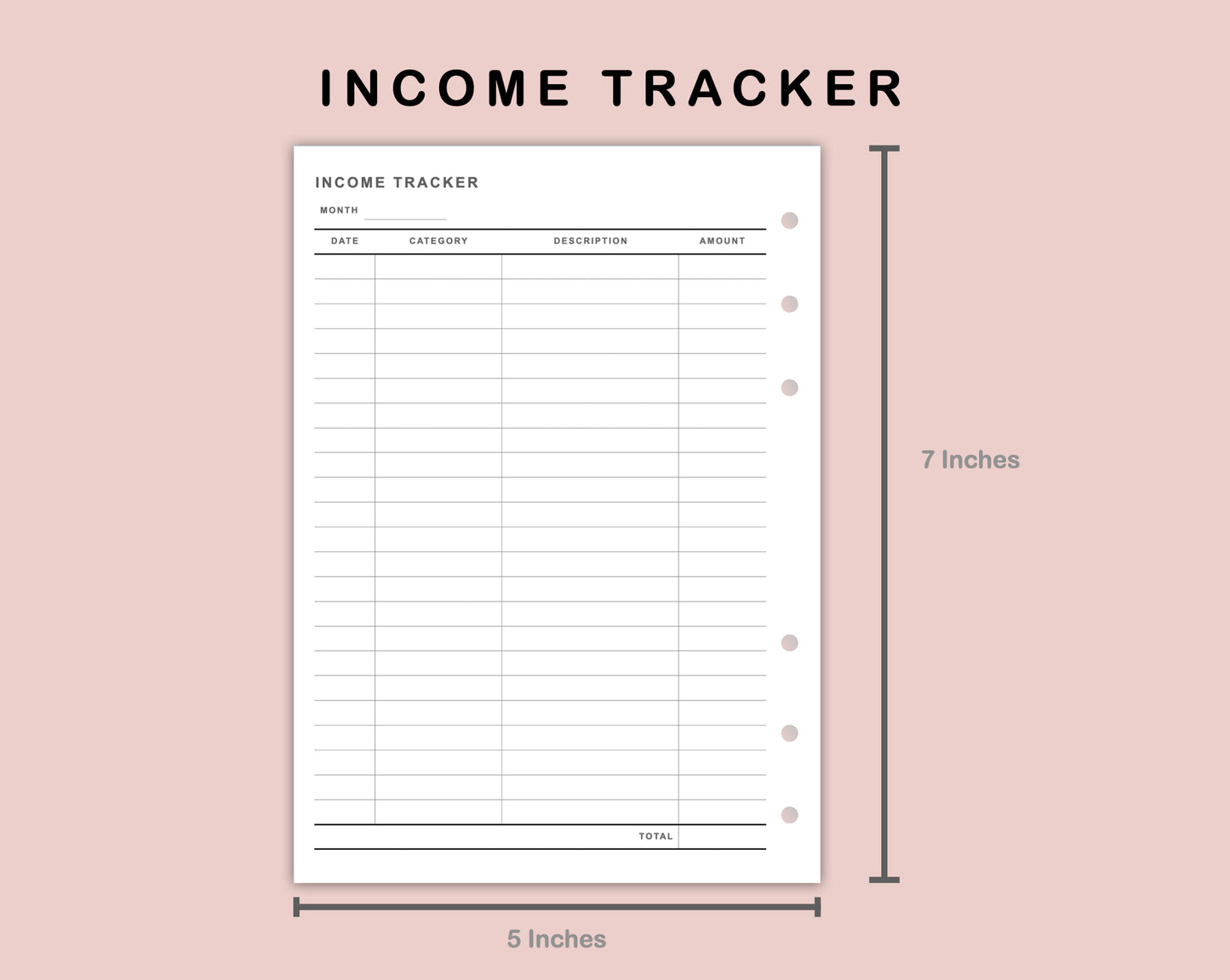 B6 Inserts - Income and Expense Tracker