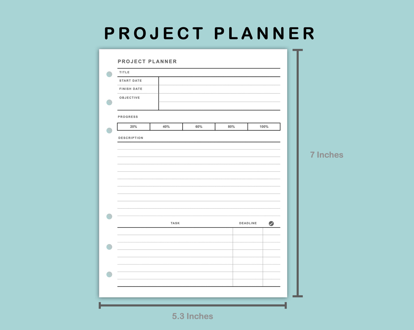 B6 Wide Inserts - Project Planner