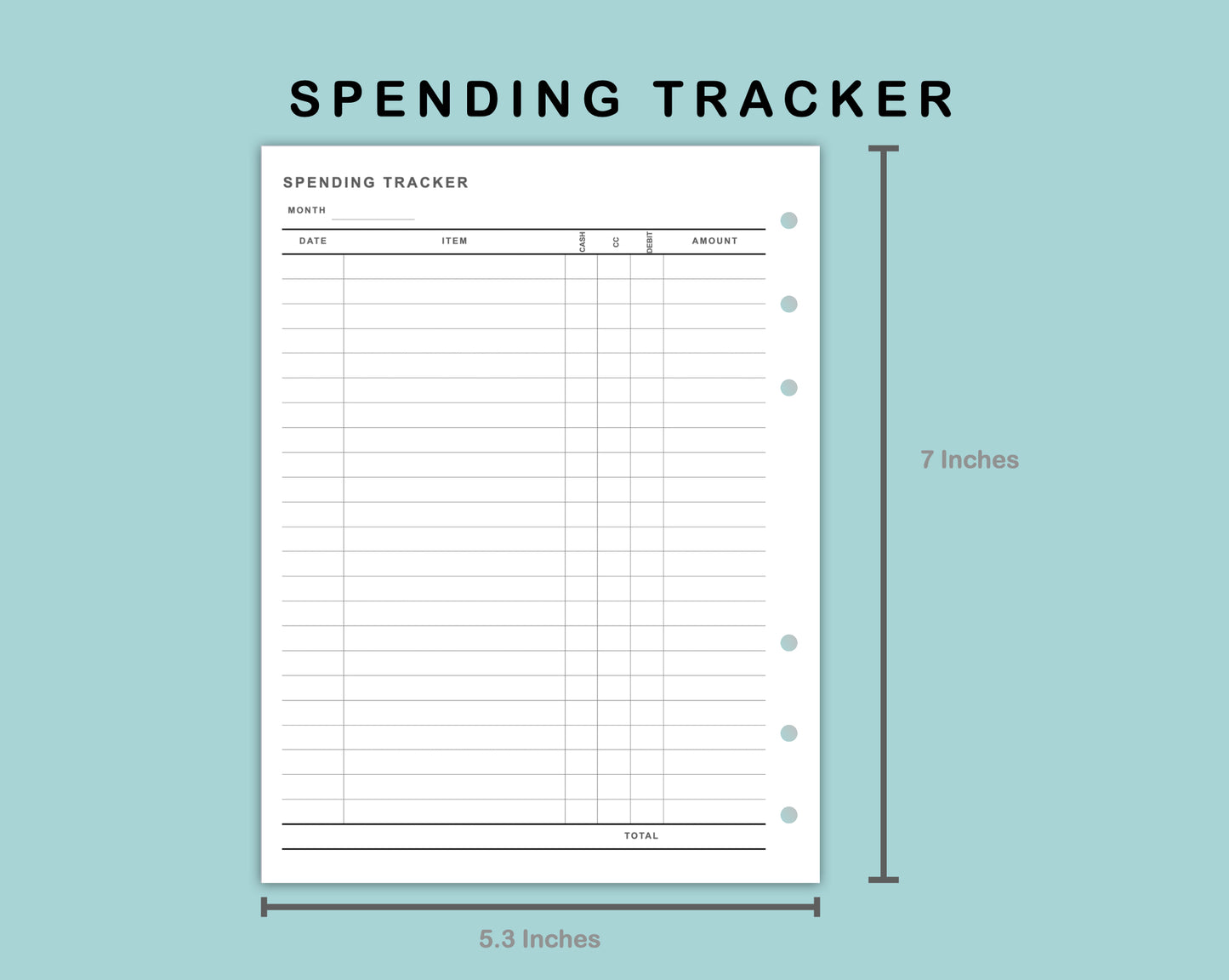 B6 Wide Inserts - Spending Tracker