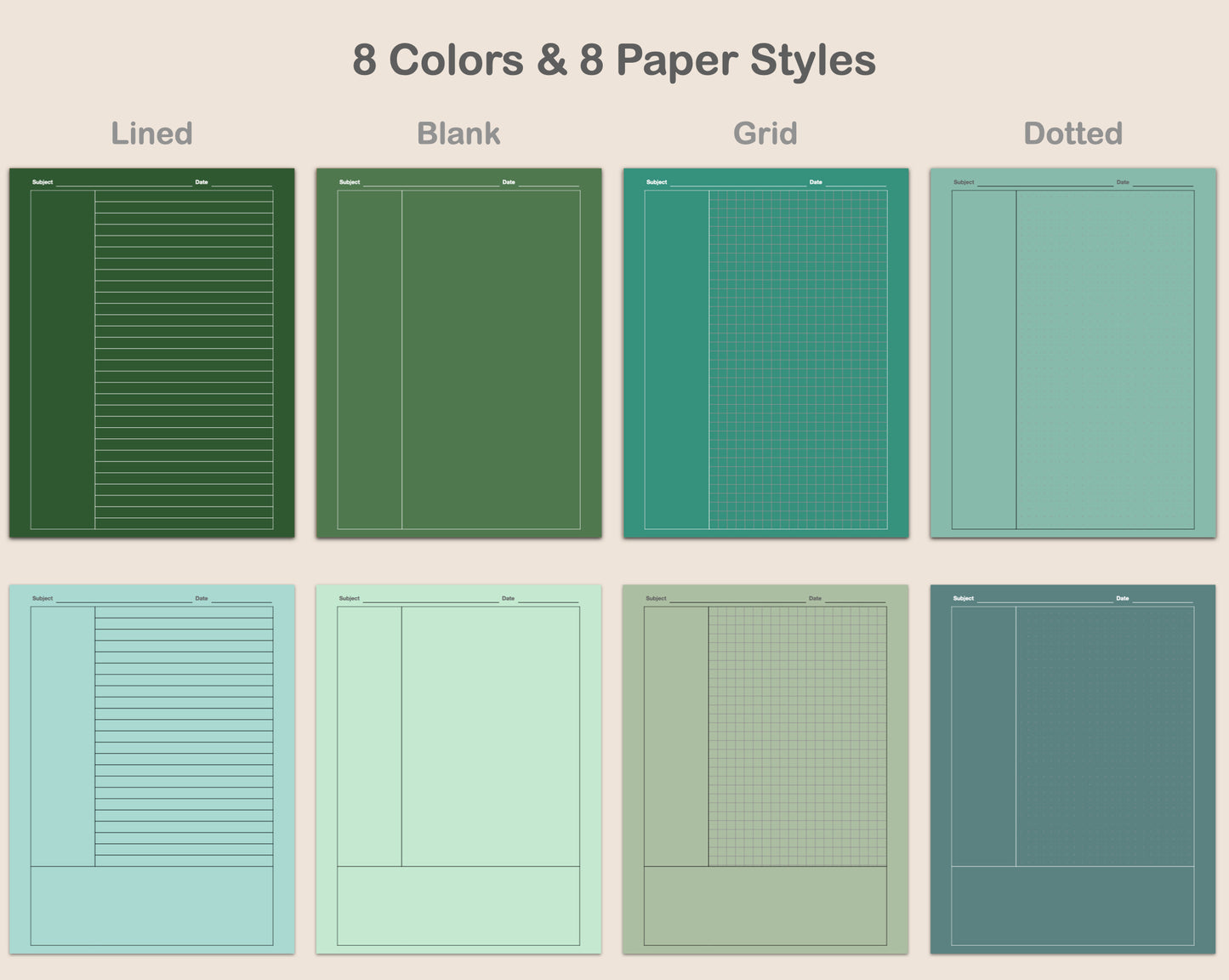 Digital Cornell Notes - Green