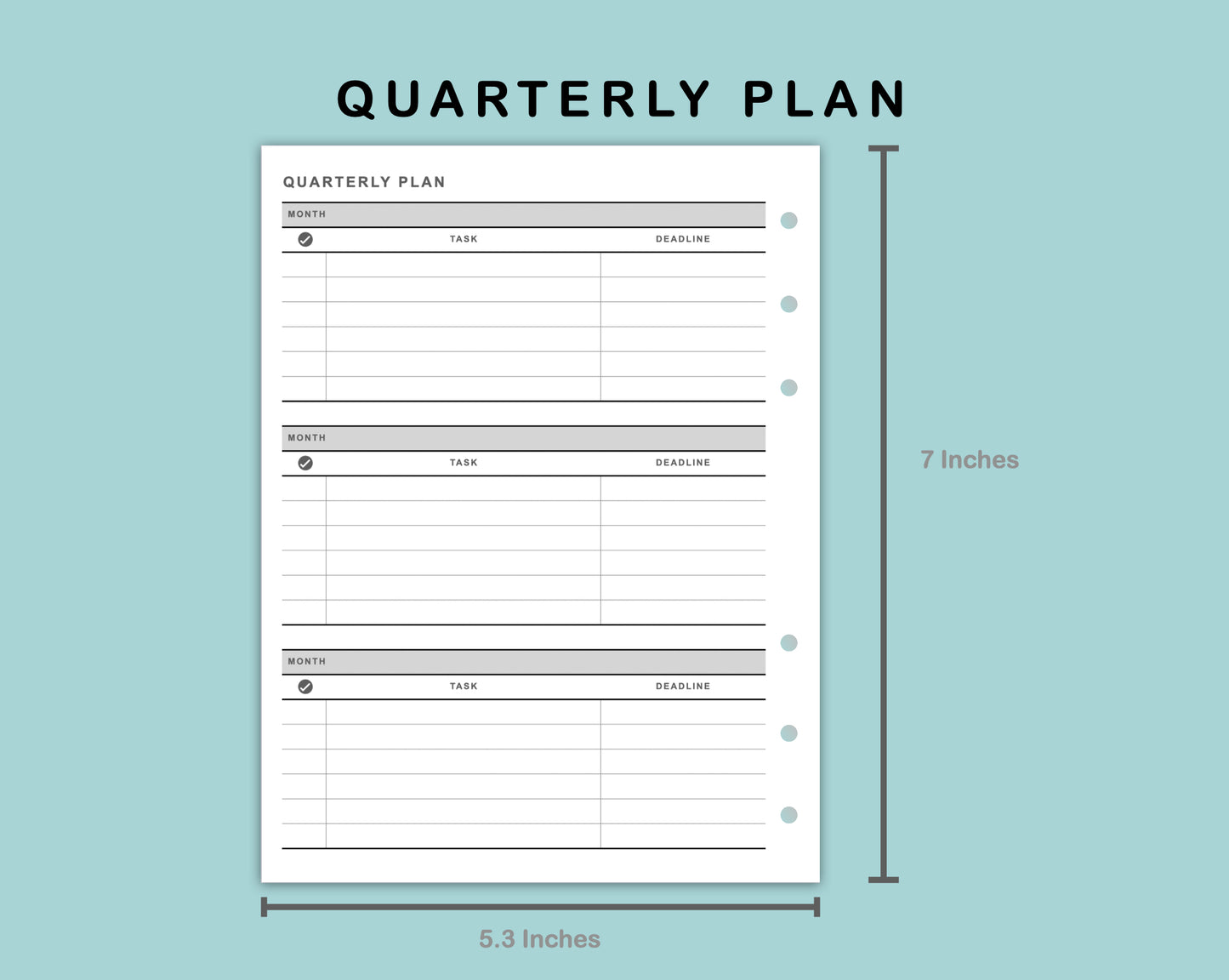 B6 Wide Inserts - Quarterly Plan