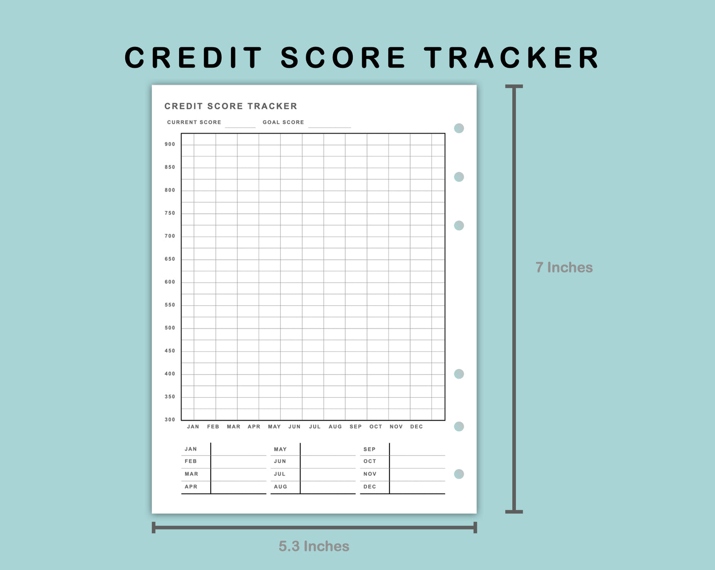 B6 Wide Inserts - Credit Score Tracker