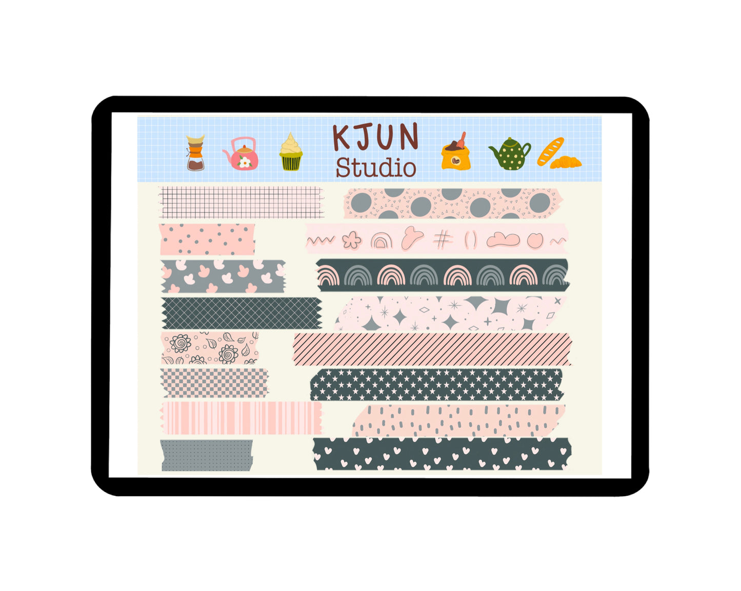Digital Washi Tape - Pink and Grey