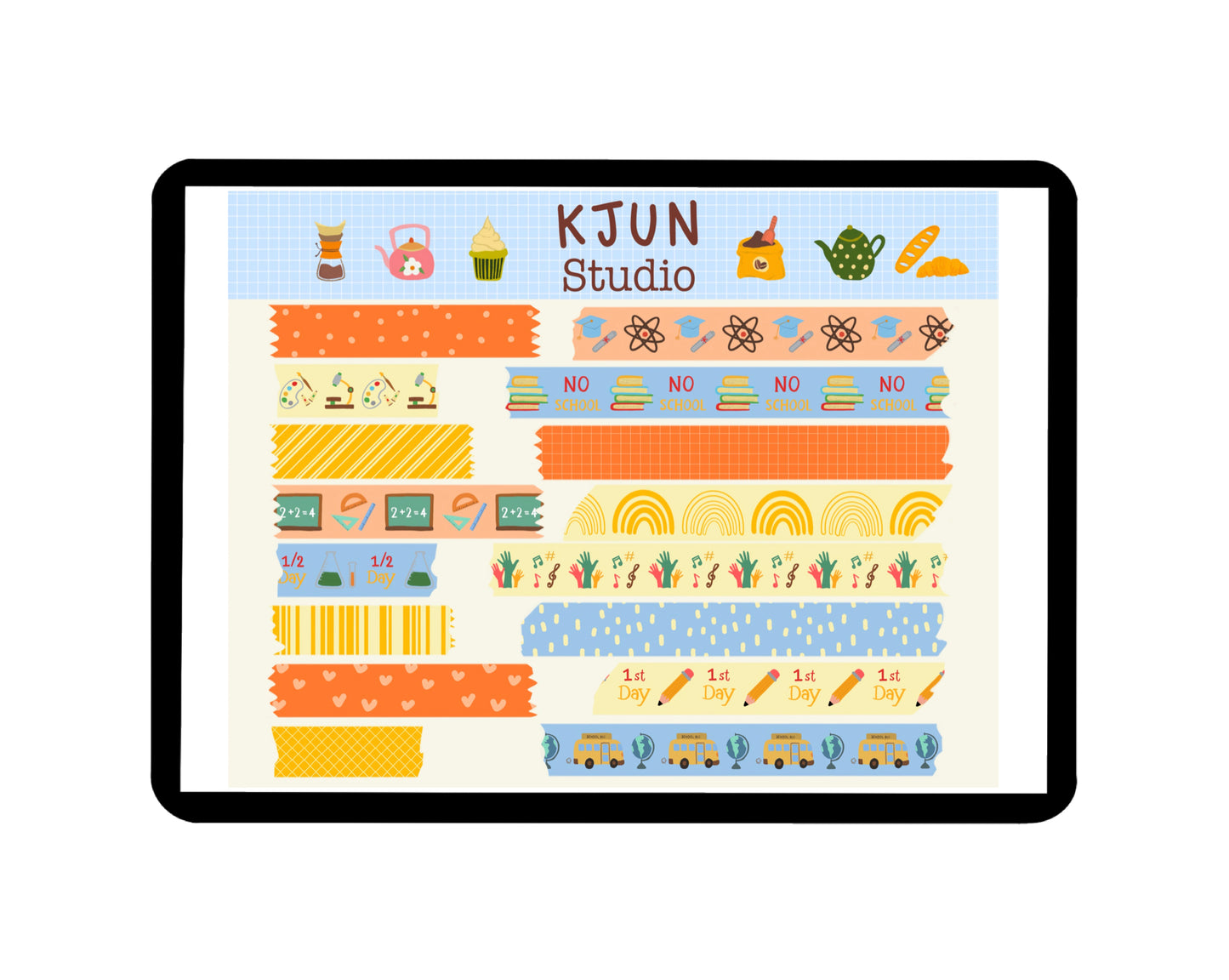 Digital Washi Tape - Colorful Back to School
