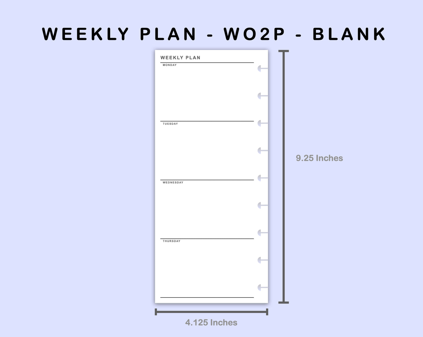 Skinny Classic HP Inserts - Weekly Plan - WO2P - Blank