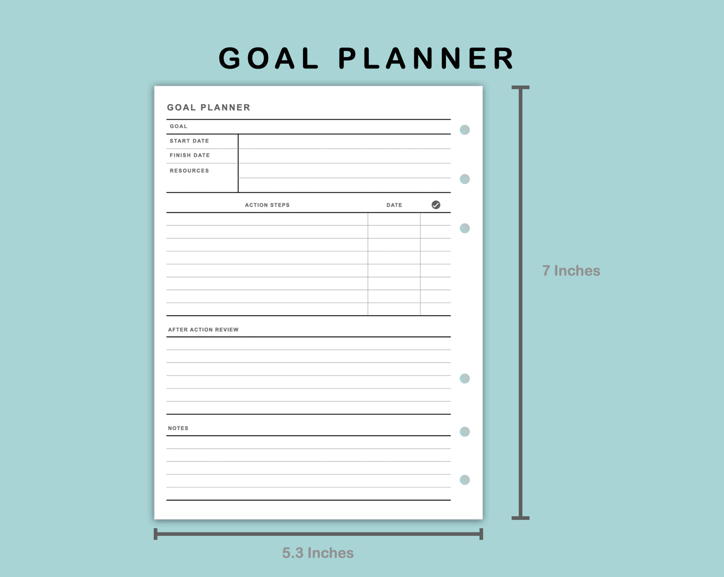 B6 Wide Inserts - Goal Planner