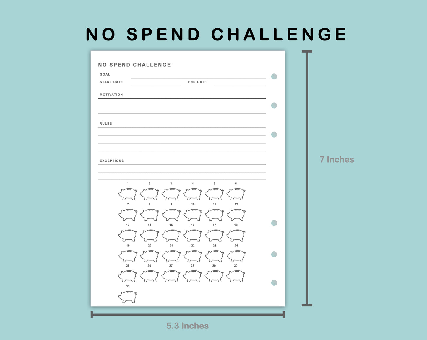 B6 Wide Inserts - No Spend Challenge