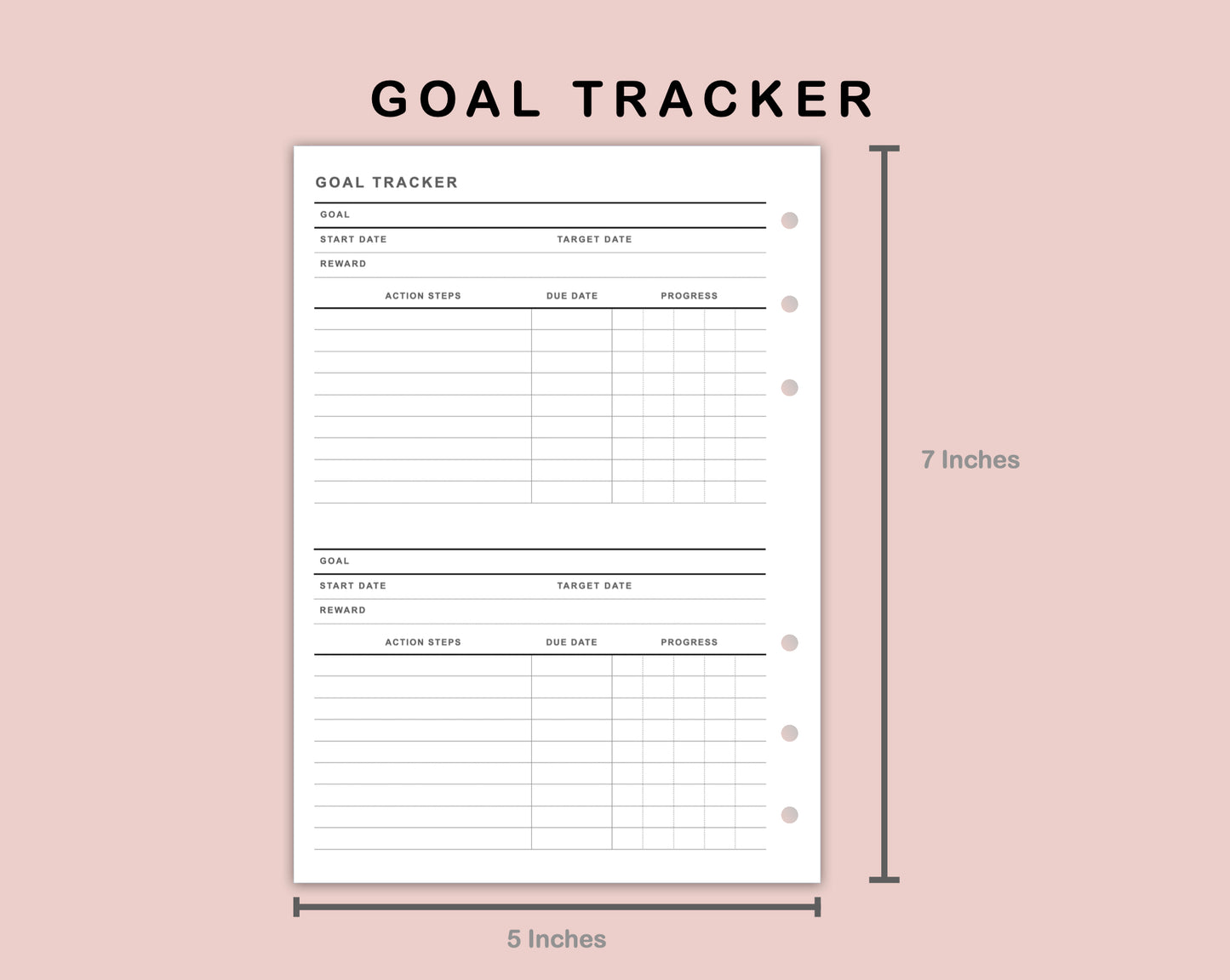 B6 Inserts - Goal Tracker