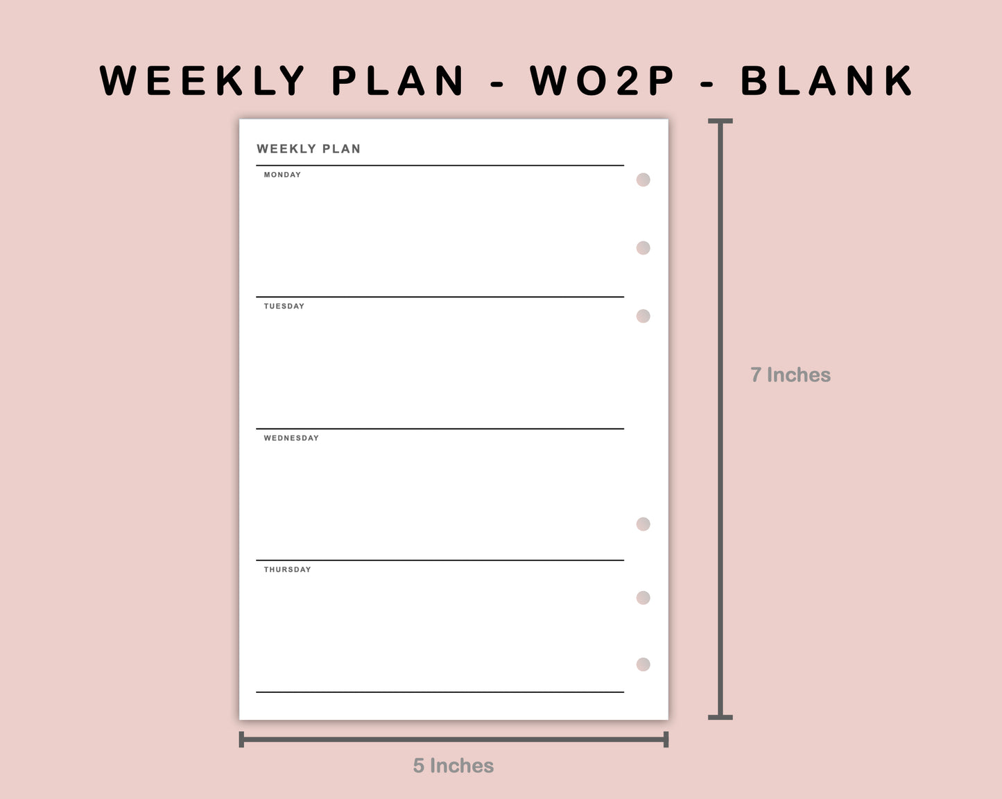 B6 Inserts - Weekly Plan - WO2P - Blank