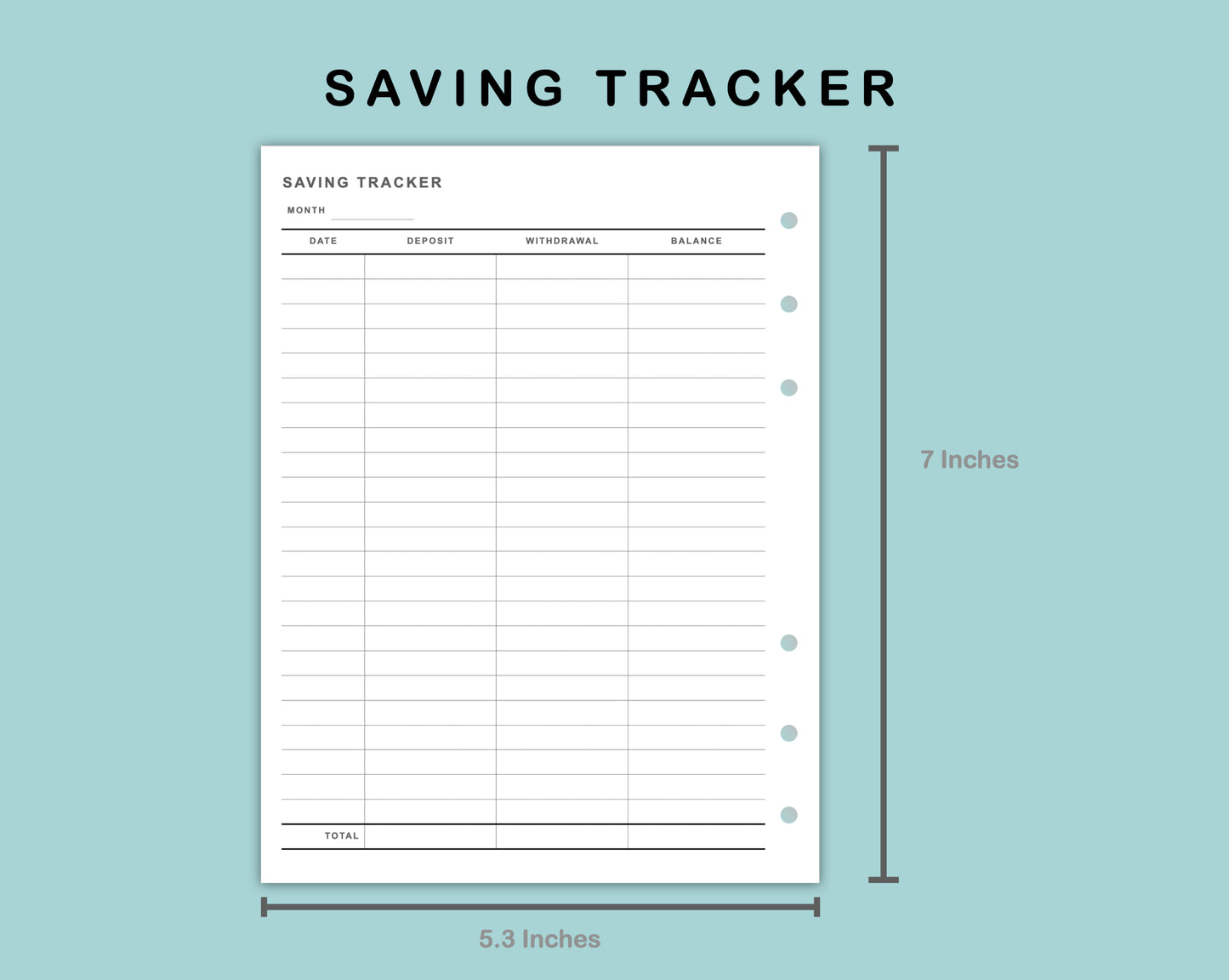B6 Wide Inserts - Saving Tracker