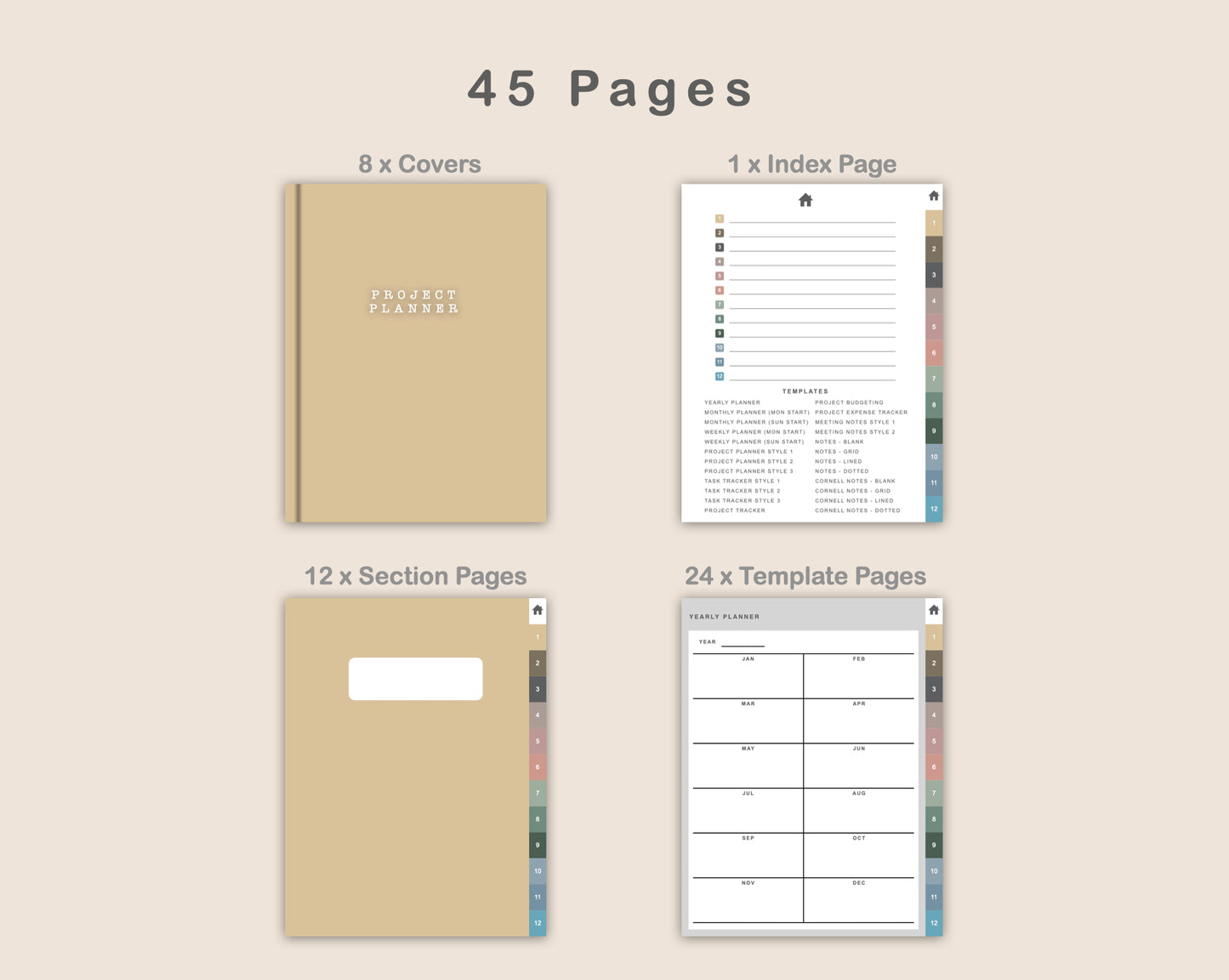 Digital Project Planner - Portrait - Muted