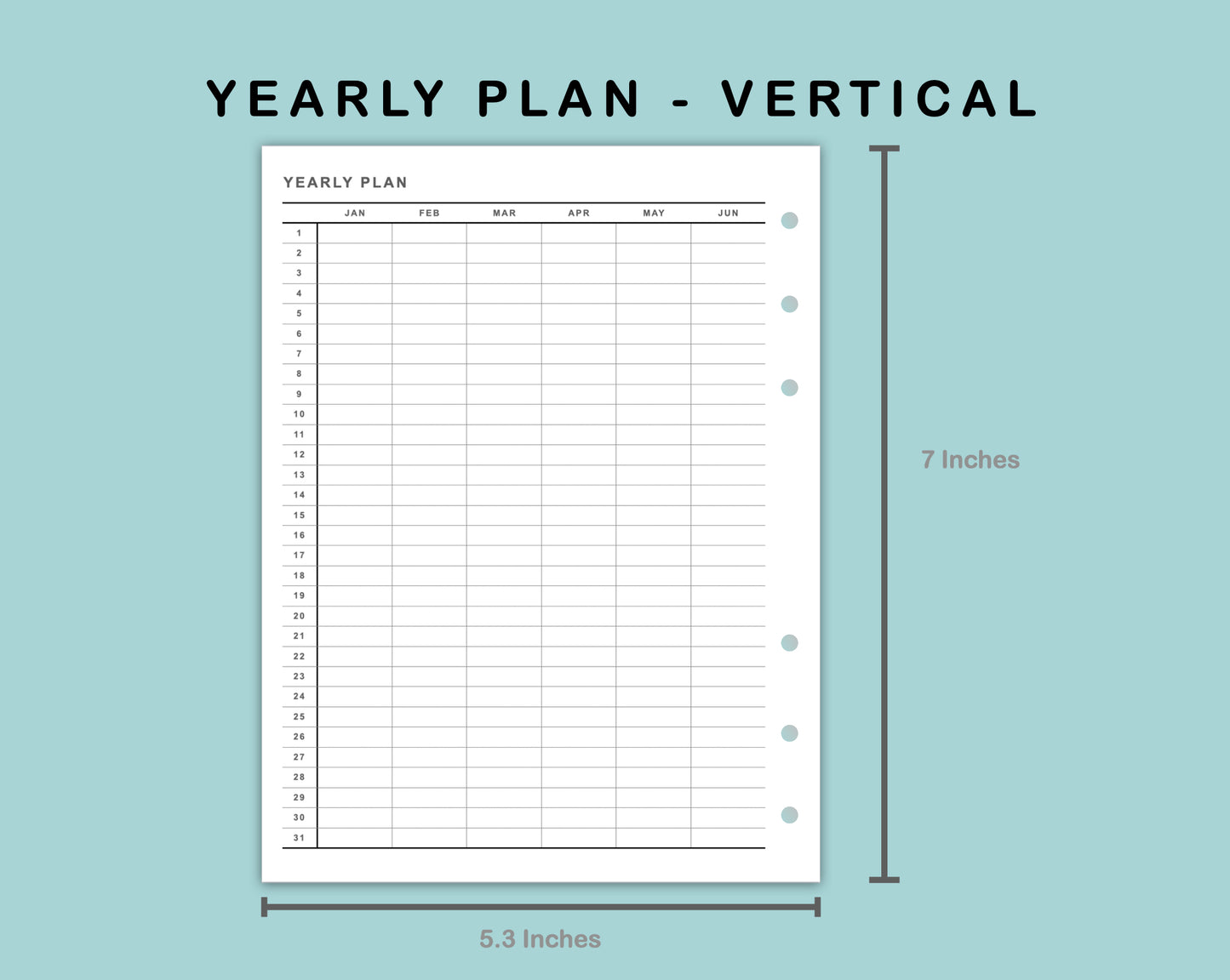 B6 Wide Inserts - Yearly Plan - Vertical