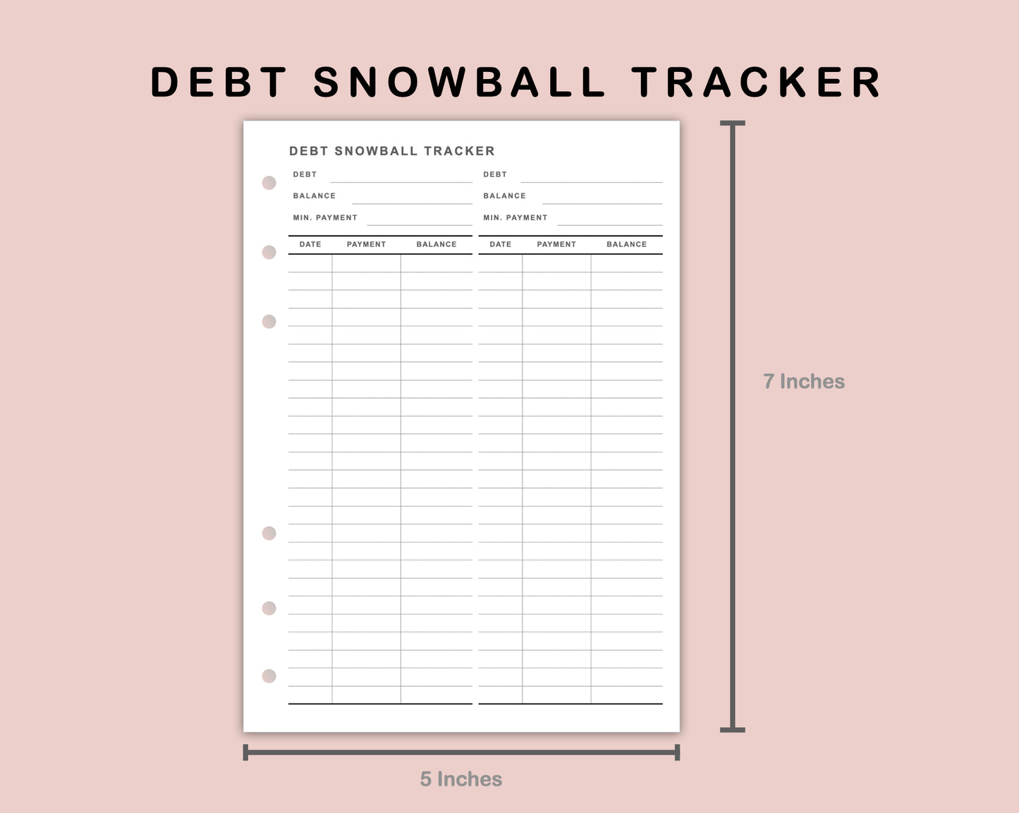 B6 Inserts - Debt Snowball Tracker