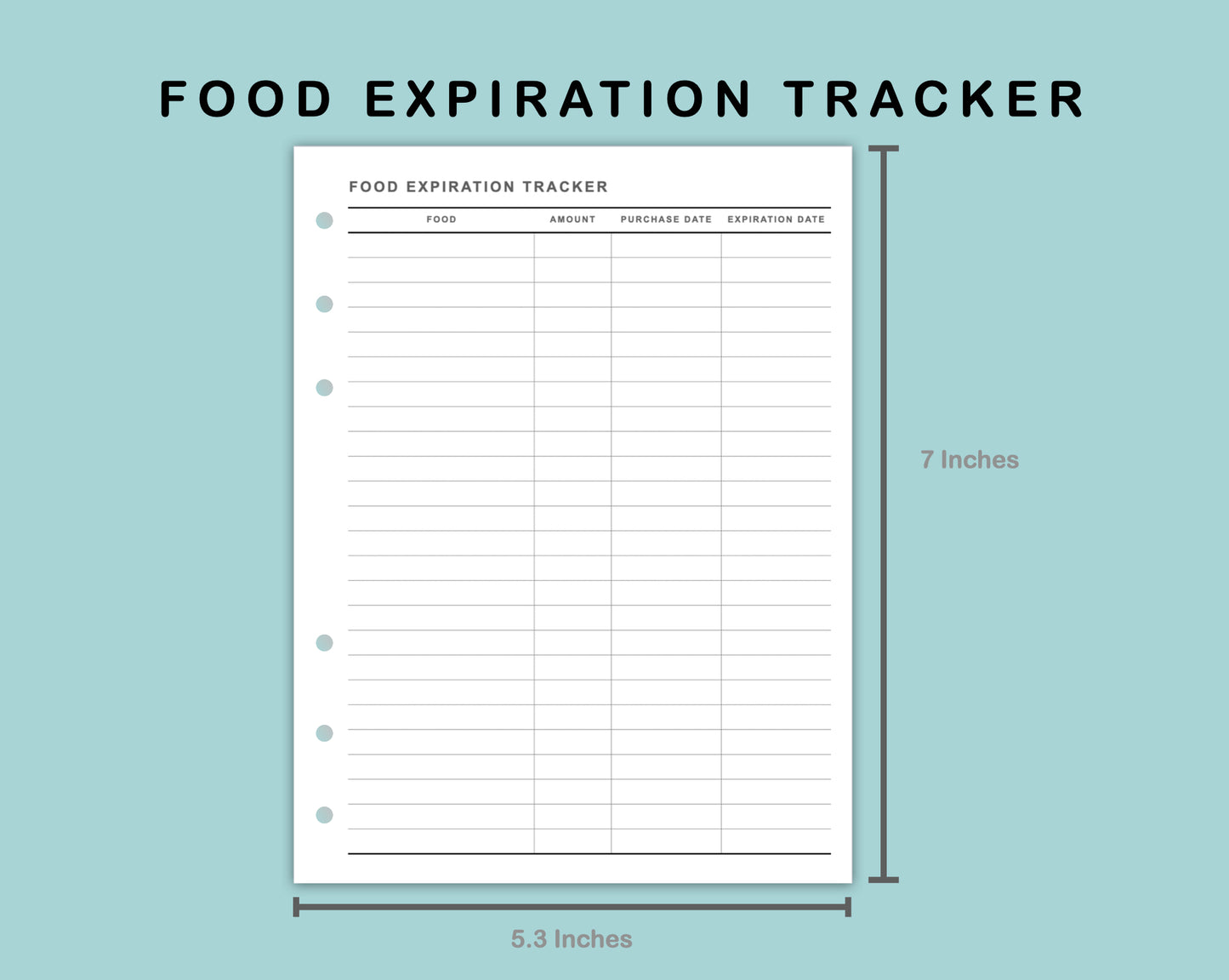 B6 Wide Inserts - Food Expiration Tracker