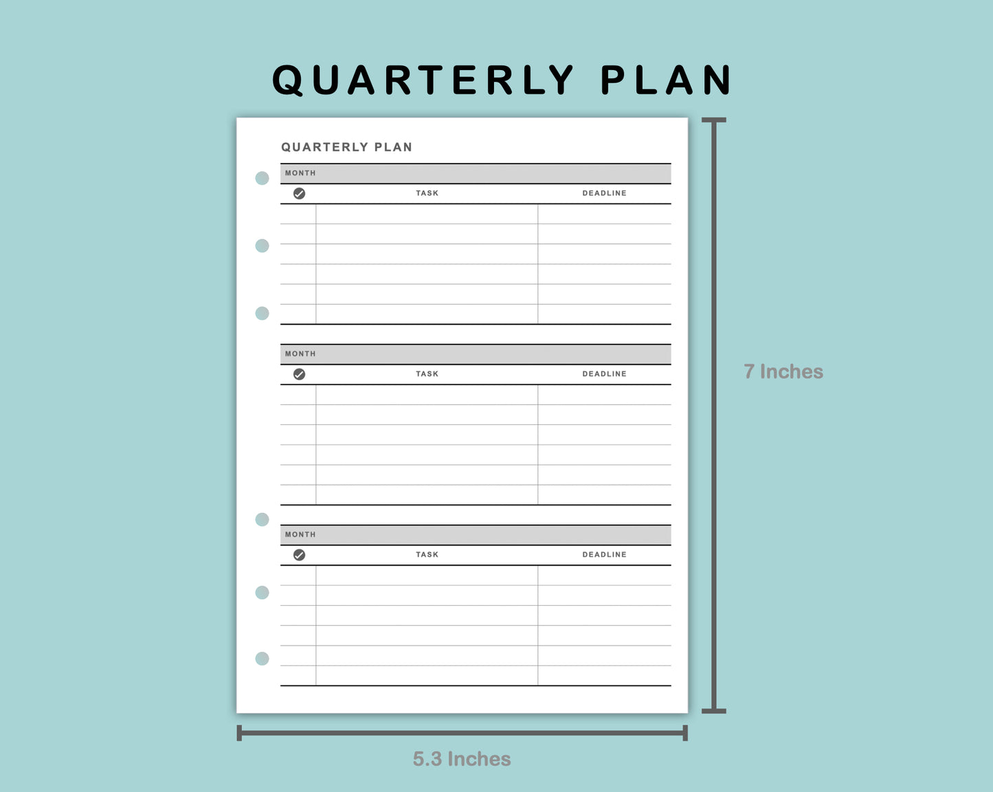 B6 Wide Inserts - Quarterly Plan