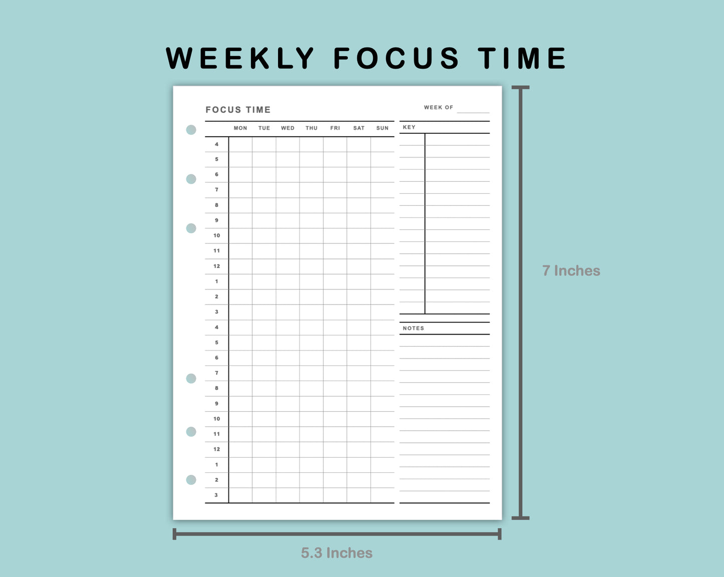 B6 Wide Inserts - Weekly Focus Time