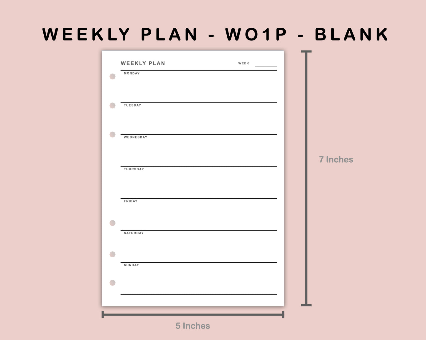 B6 Inserts - Weekly Plan - WO1P - Blank