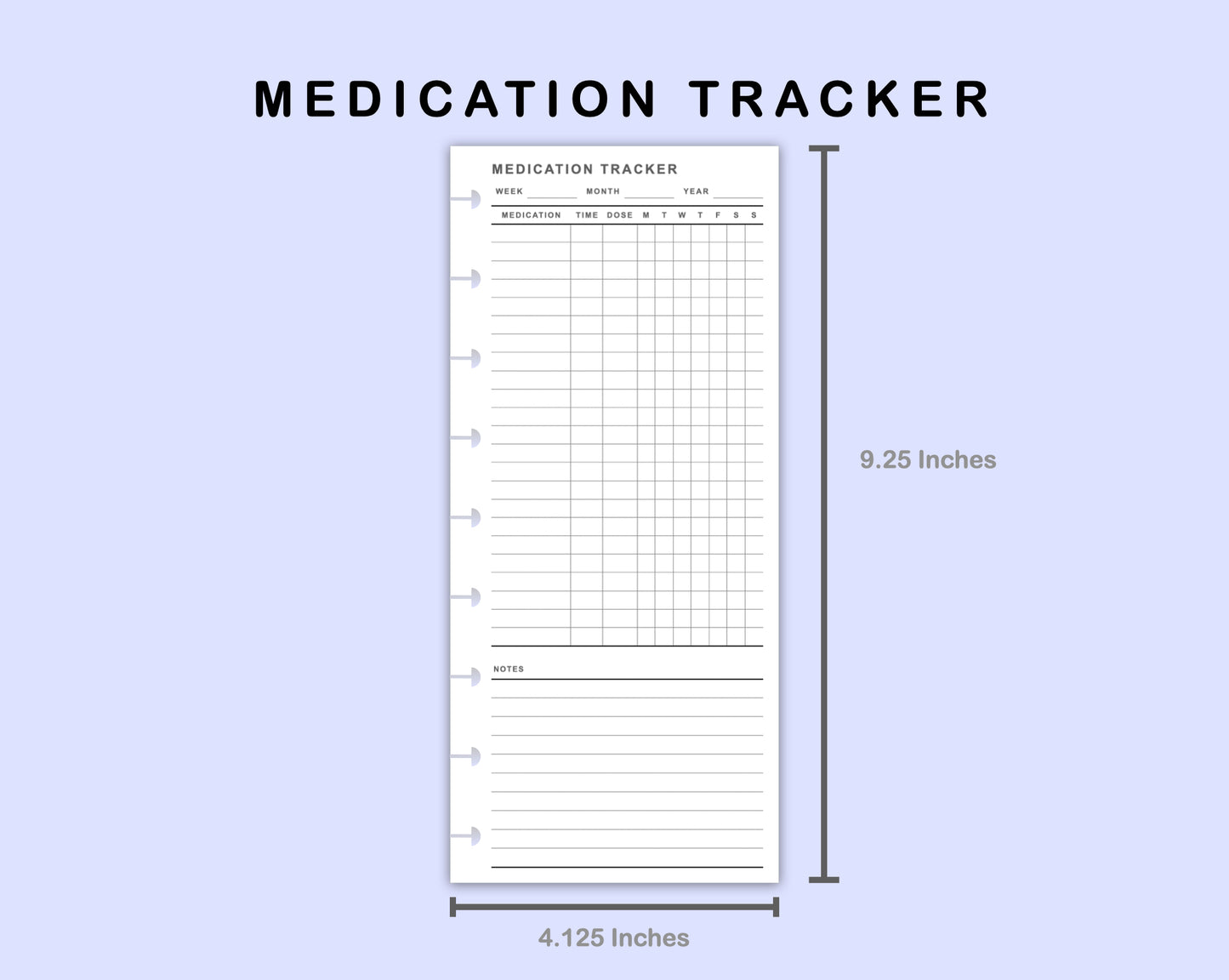 Skinny Classic HP Inserts - Medication Tracker