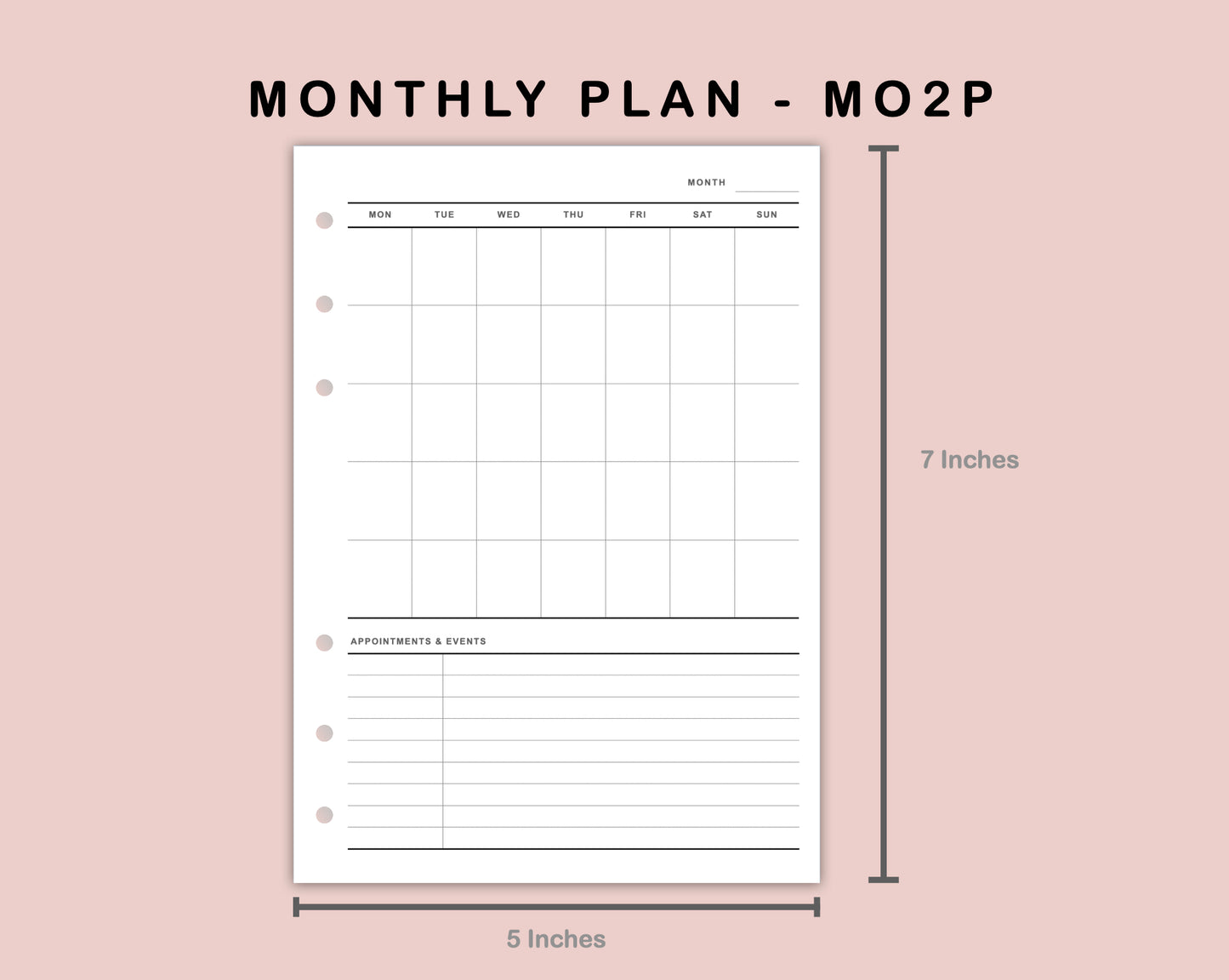 B6 Inserts - Monthly Plan - MO2P - with Habit Tracker