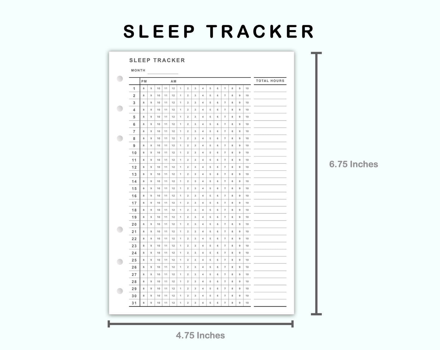 Personal Wide Inserts - Sleep Tracker