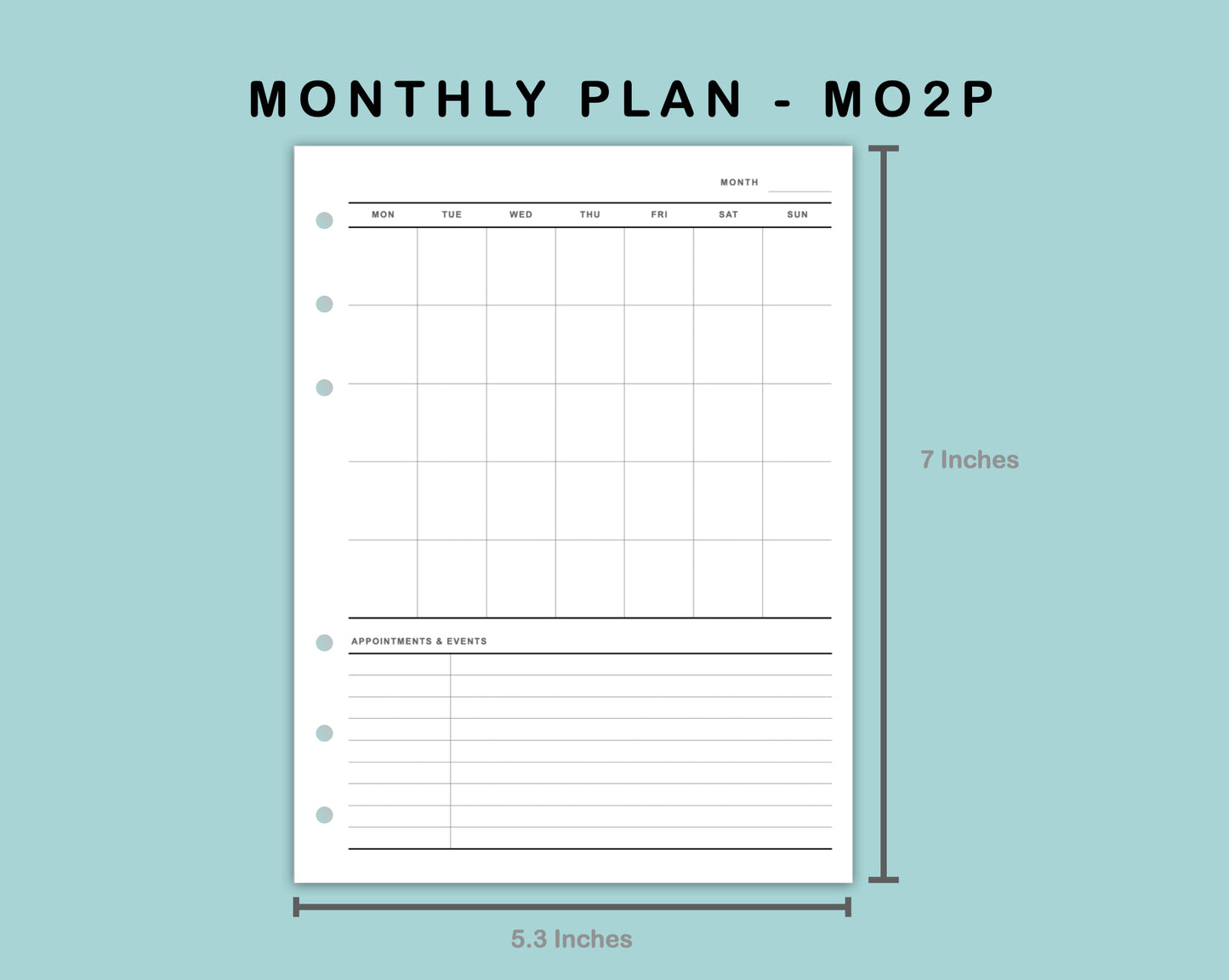 B6 Wide Inserts - Monthly Plan - MO2P - with Habit Tracker