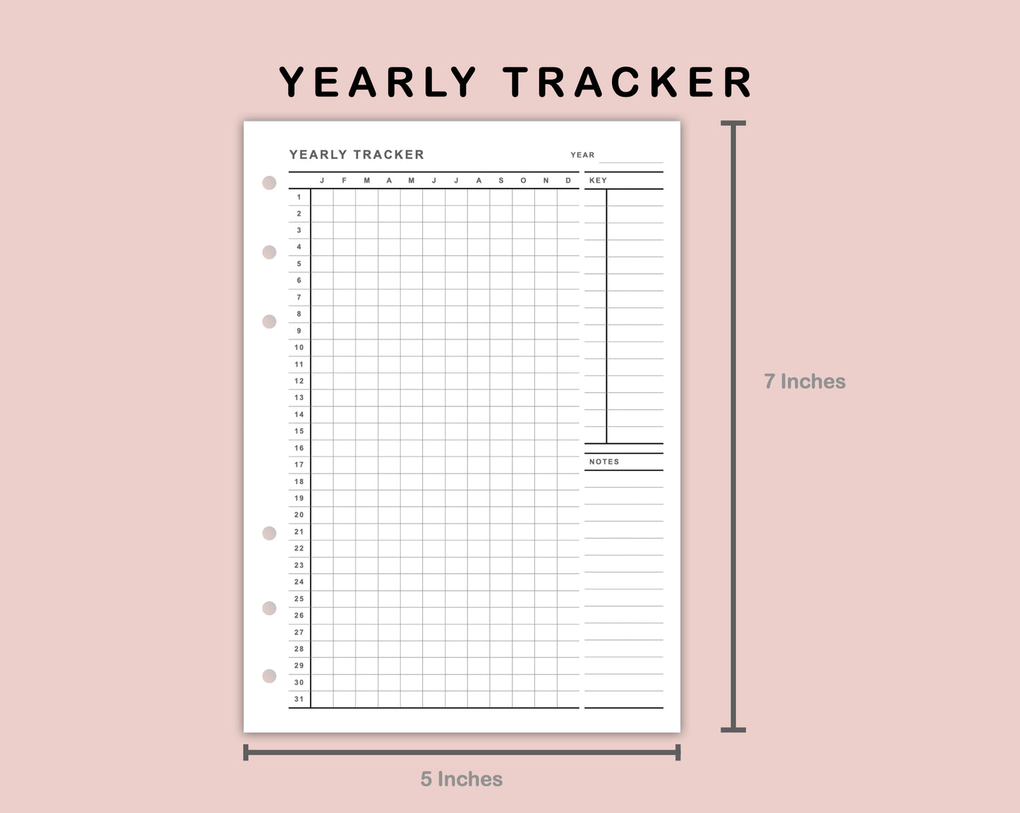 B6 Inserts - Yearly Tracker
