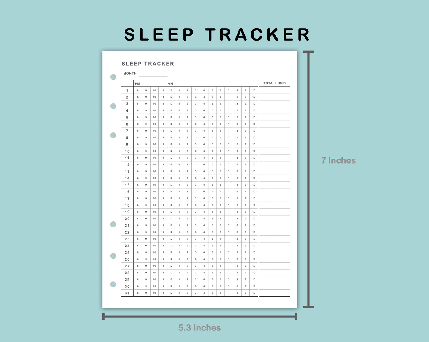 B6 Wide Inserts - Sleep Tracker