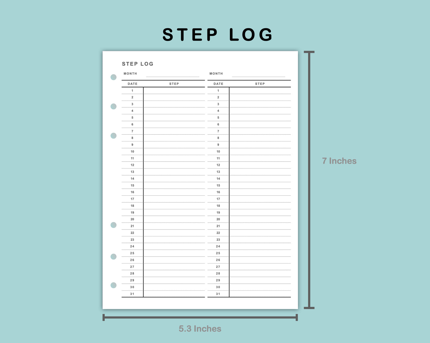 B6 Wide Inserts - Step Log
