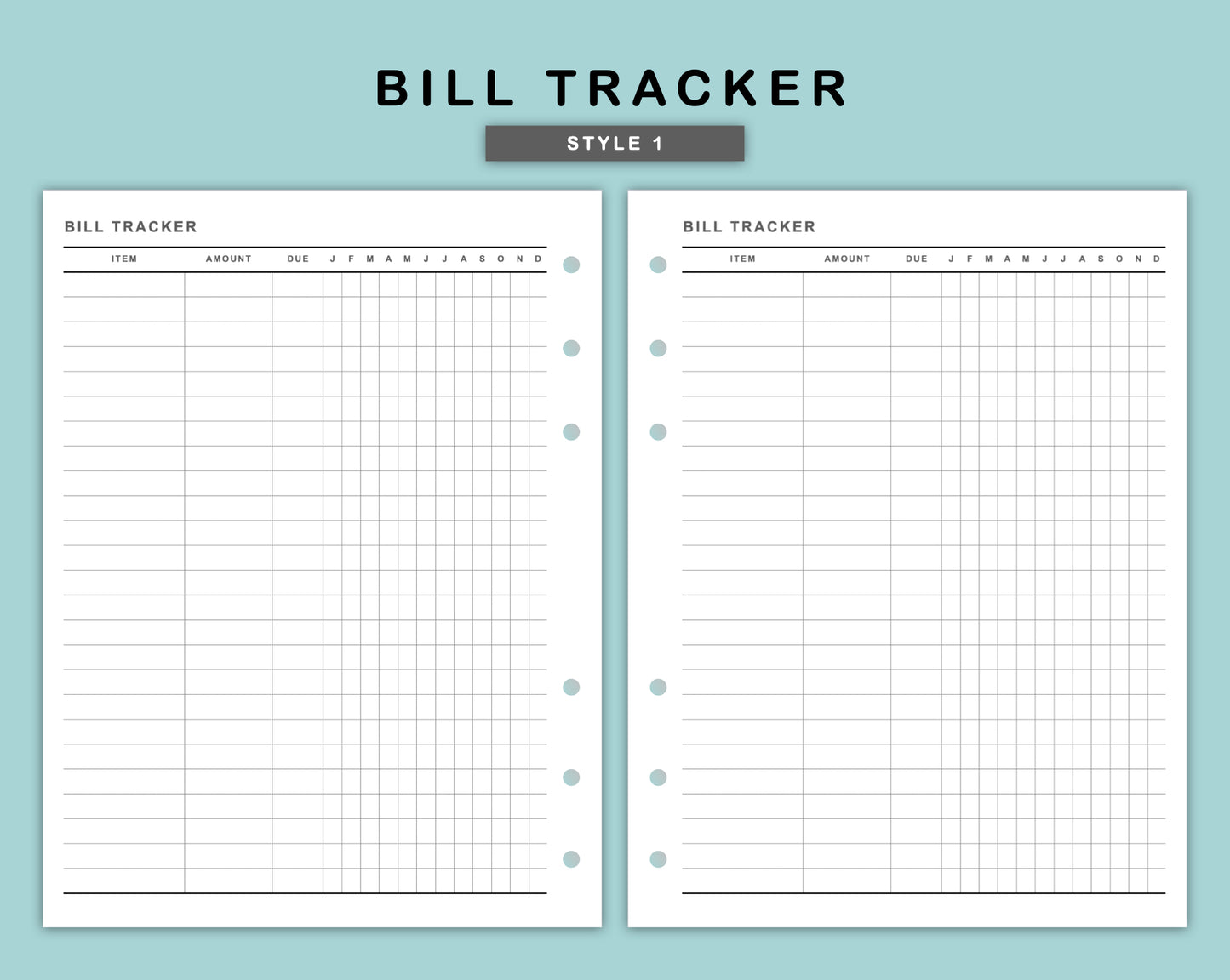 B6 Wide Inserts - Bill Tracker
