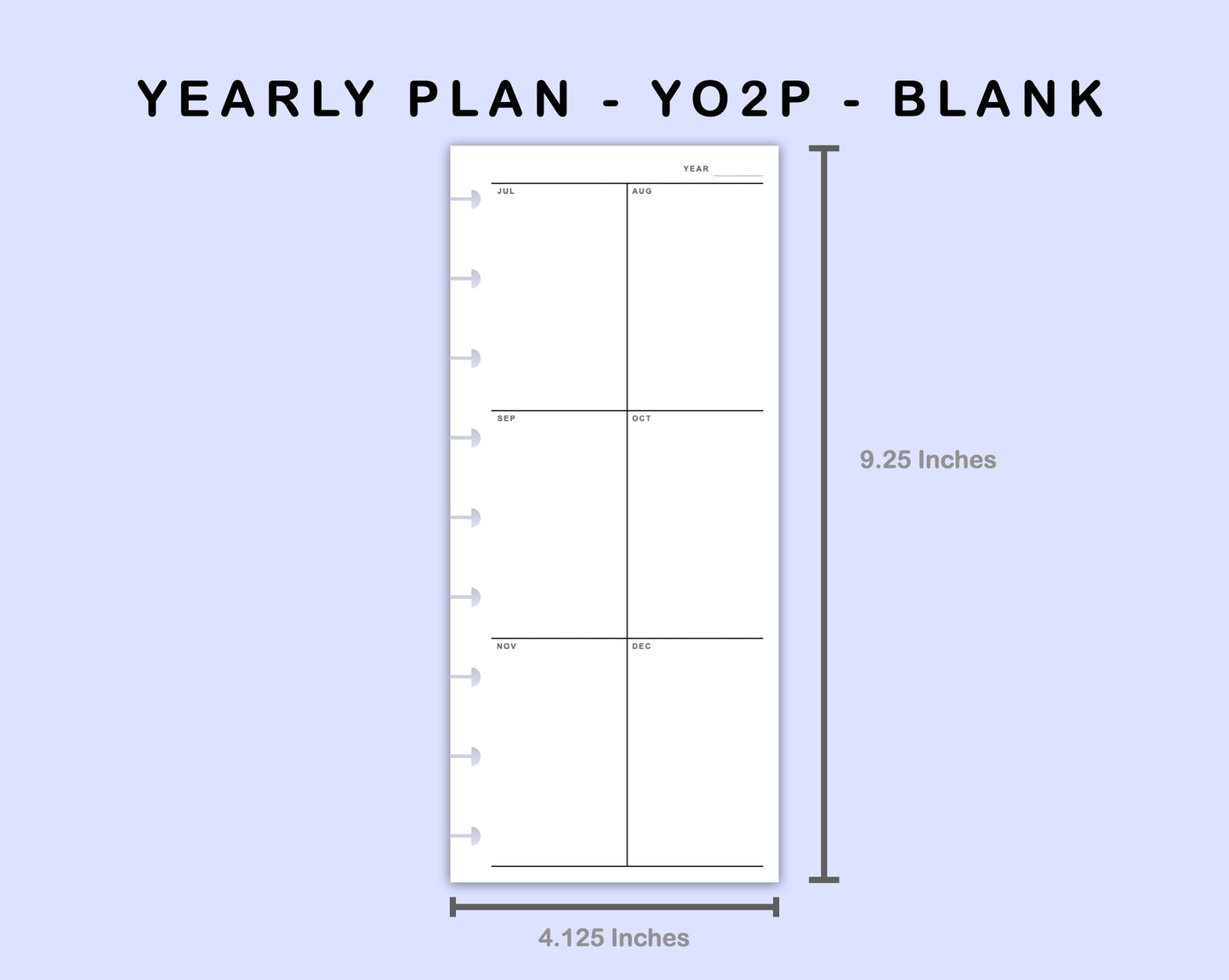 Skinny Classic HP Inserts - Yearly Plan - YO2P - Blank