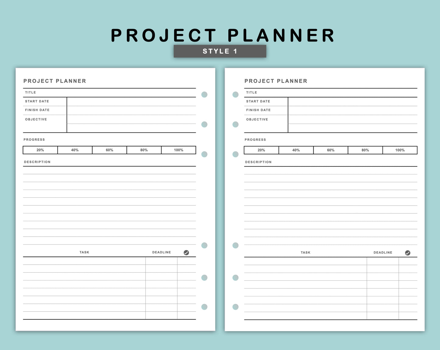B6 Wide Inserts - Project Planner