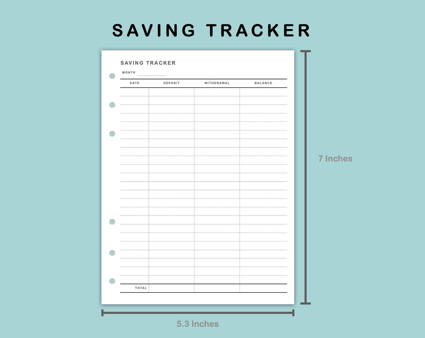 B6 Wide Inserts - Saving Tracker