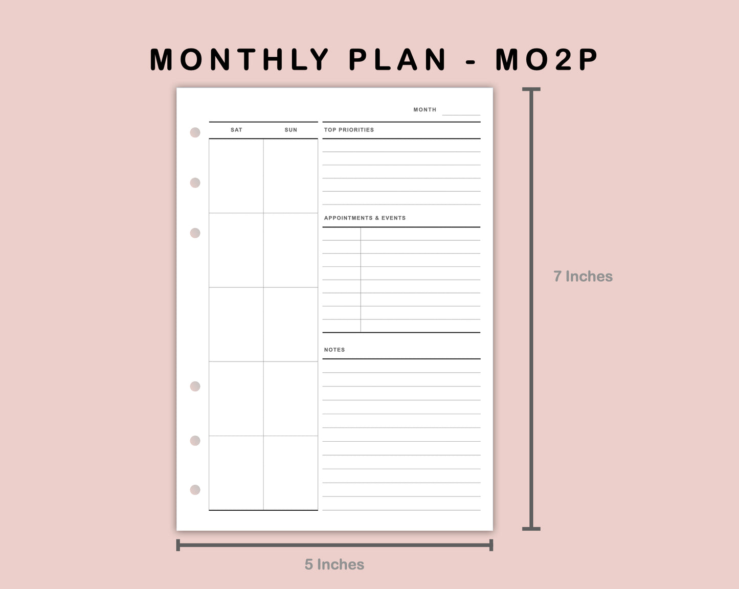 B6 Inserts - Monthly Plan - MO2P - with Top Priority