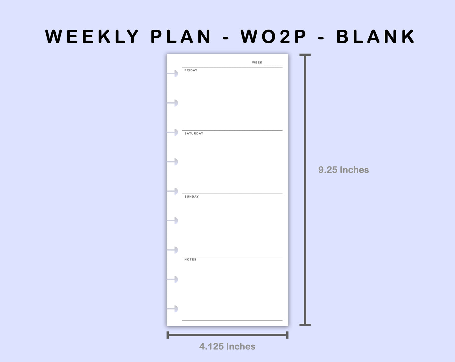 Skinny Classic HP Inserts - Weekly Plan - WO2P - Blank