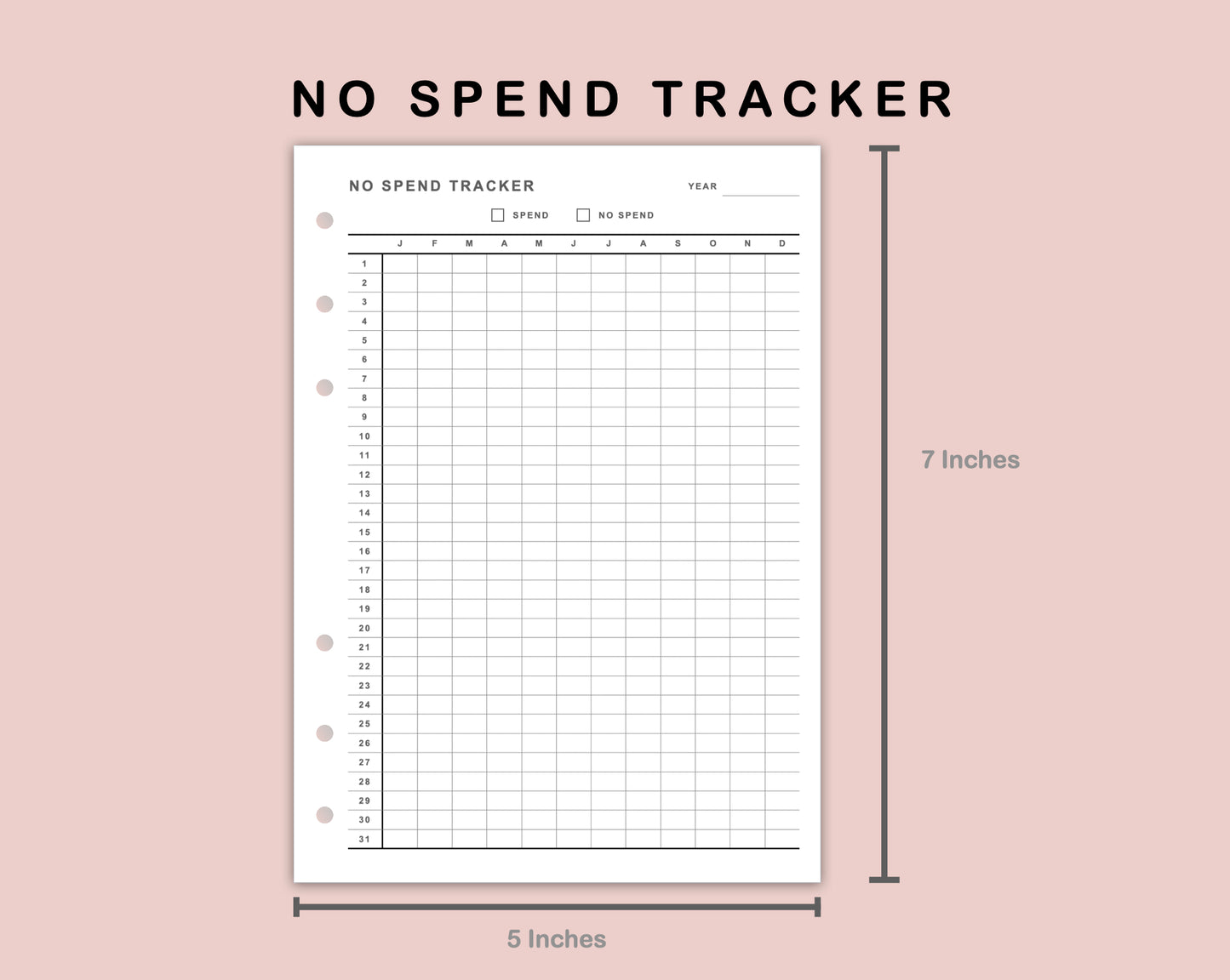 B6 Inserts - No Spend Tracker
