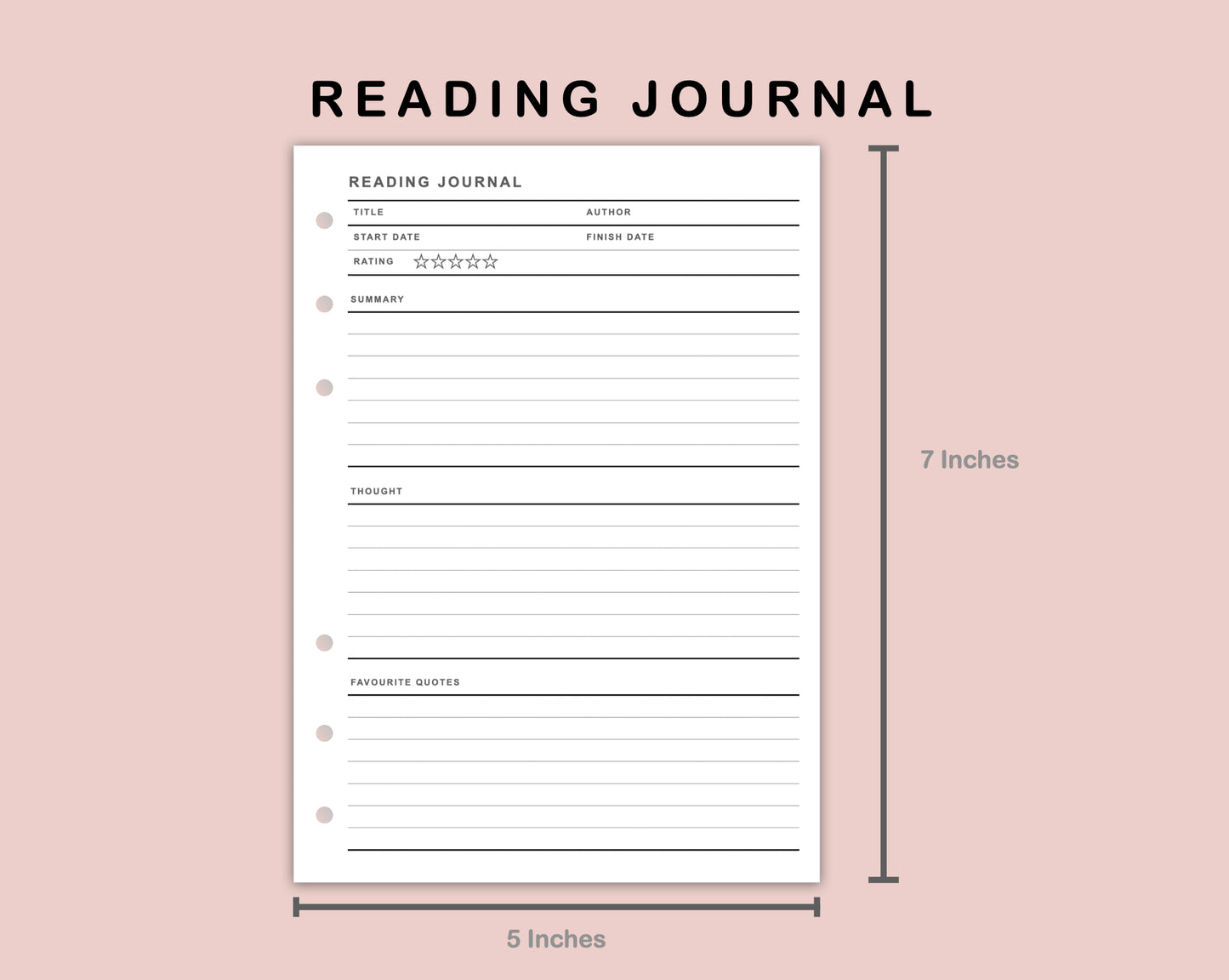 B6 Inserts - Reading Journal