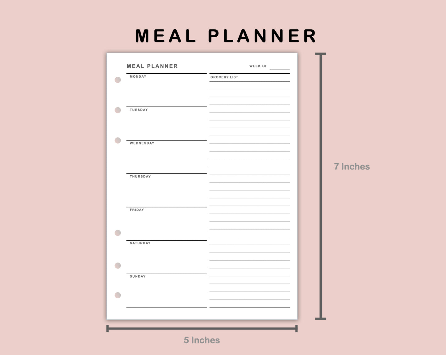 B6 Inserts - Meal Planner with Grocery List