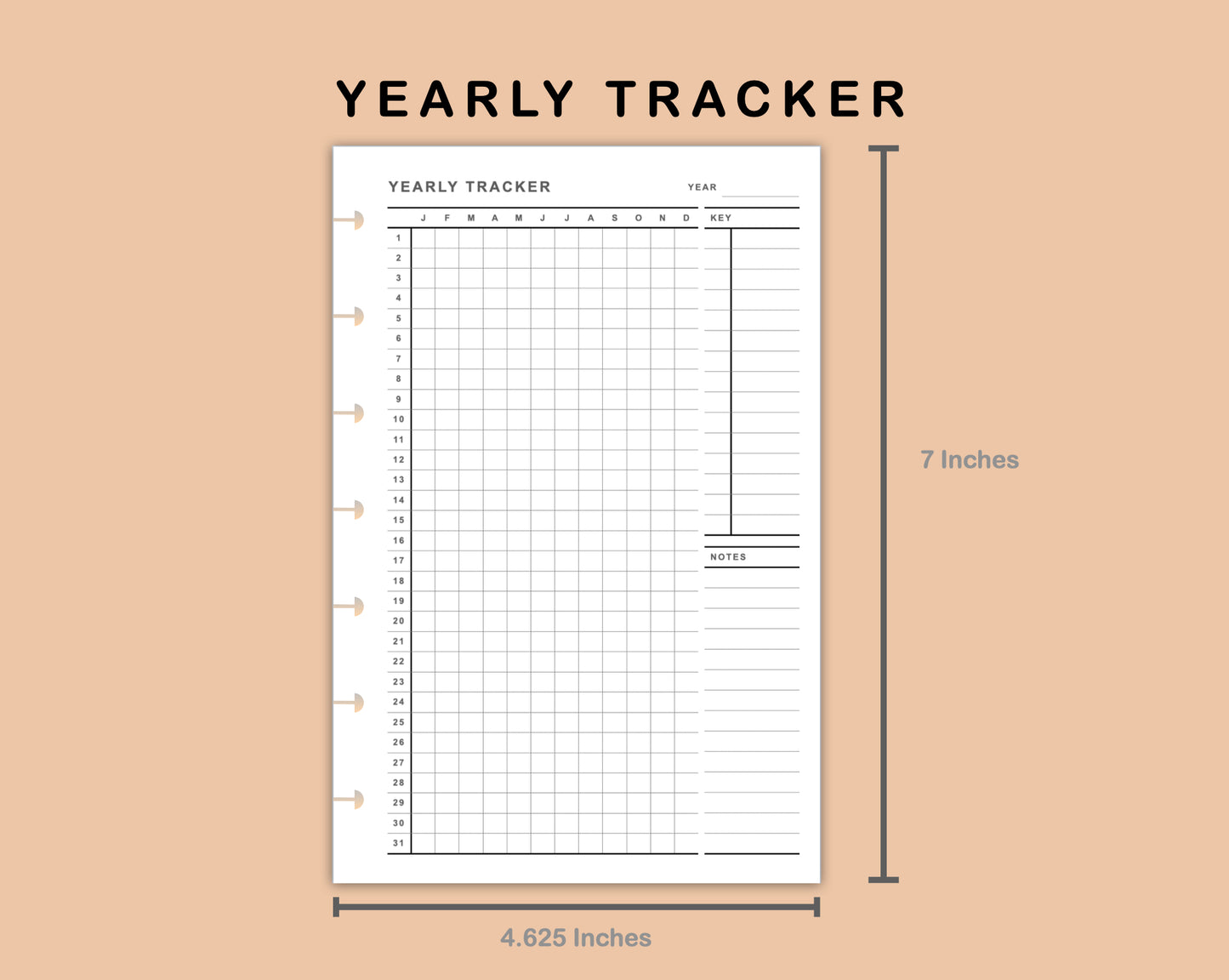 Mini Happy Planner Inserts - Yearly Tracker