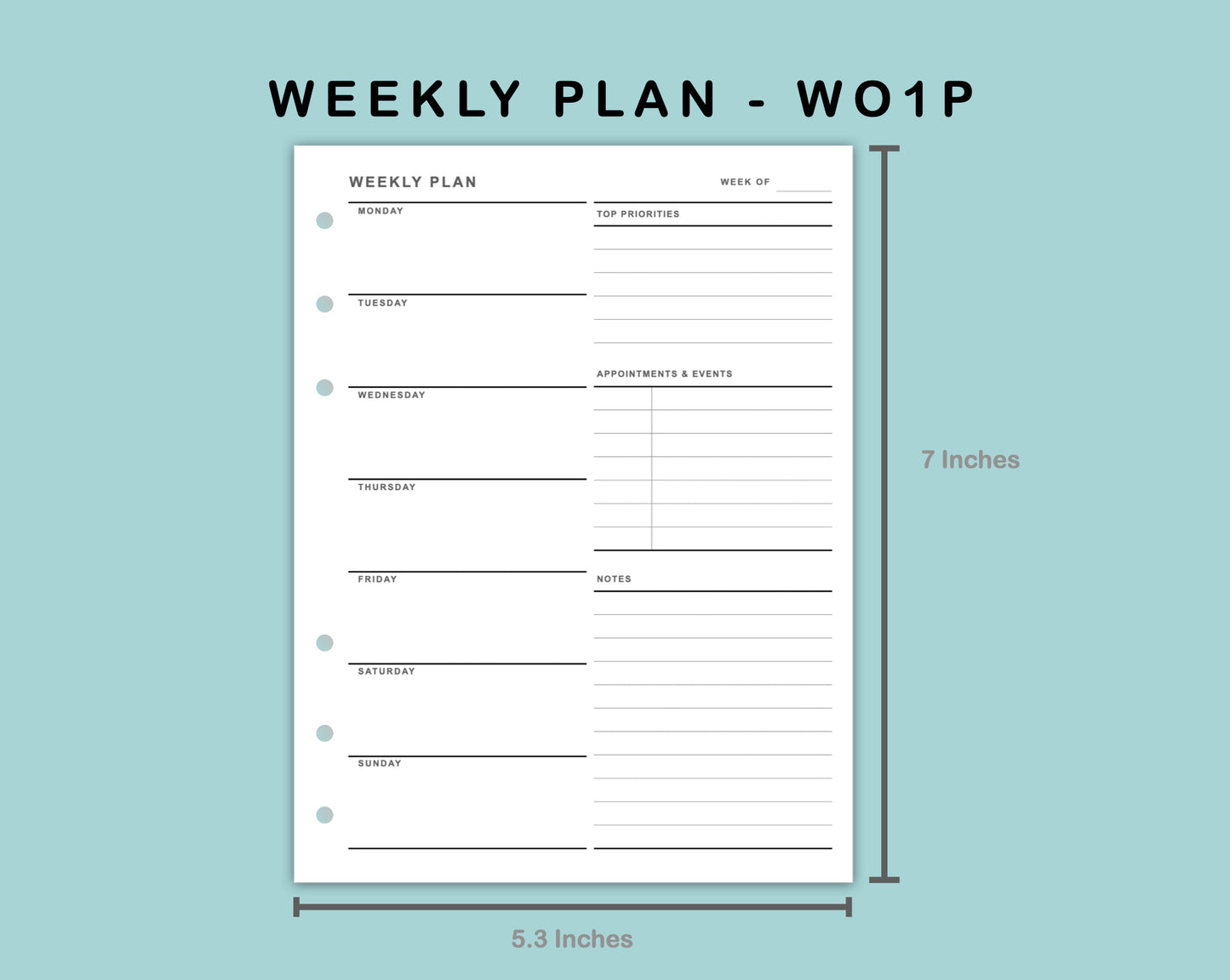 B6 Wide Inserts - Weekly Plan - WO1P - with Top Priority