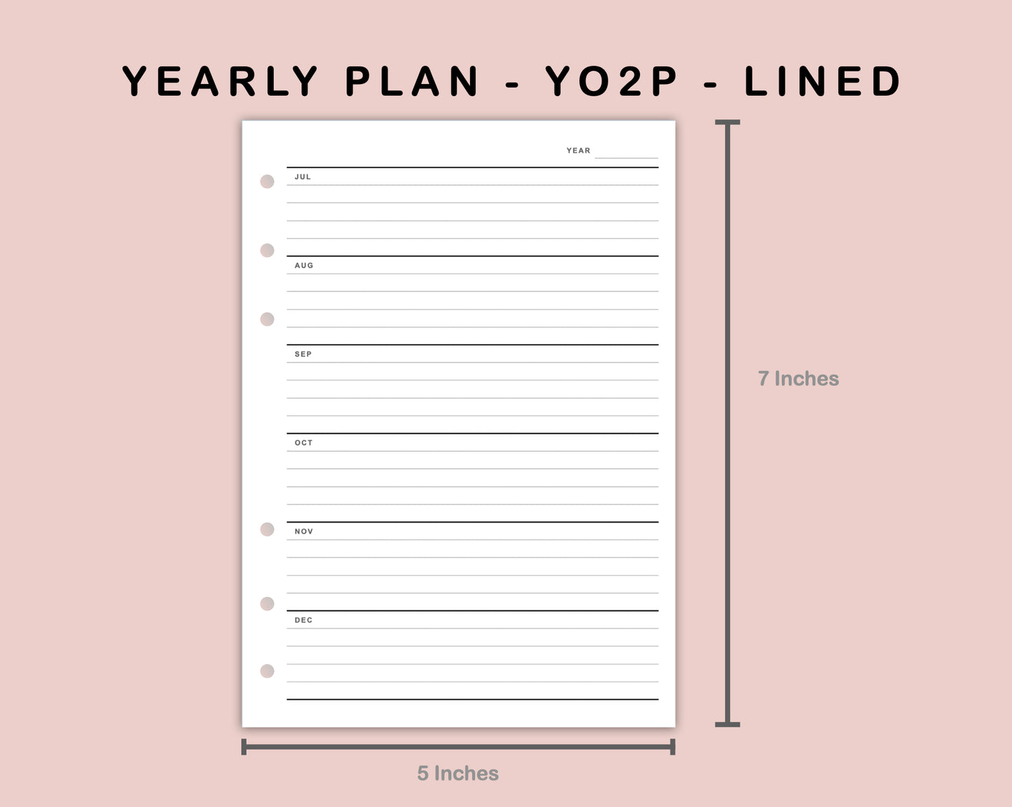 B6 Inserts - Yearly Plan - YO2P - Lined